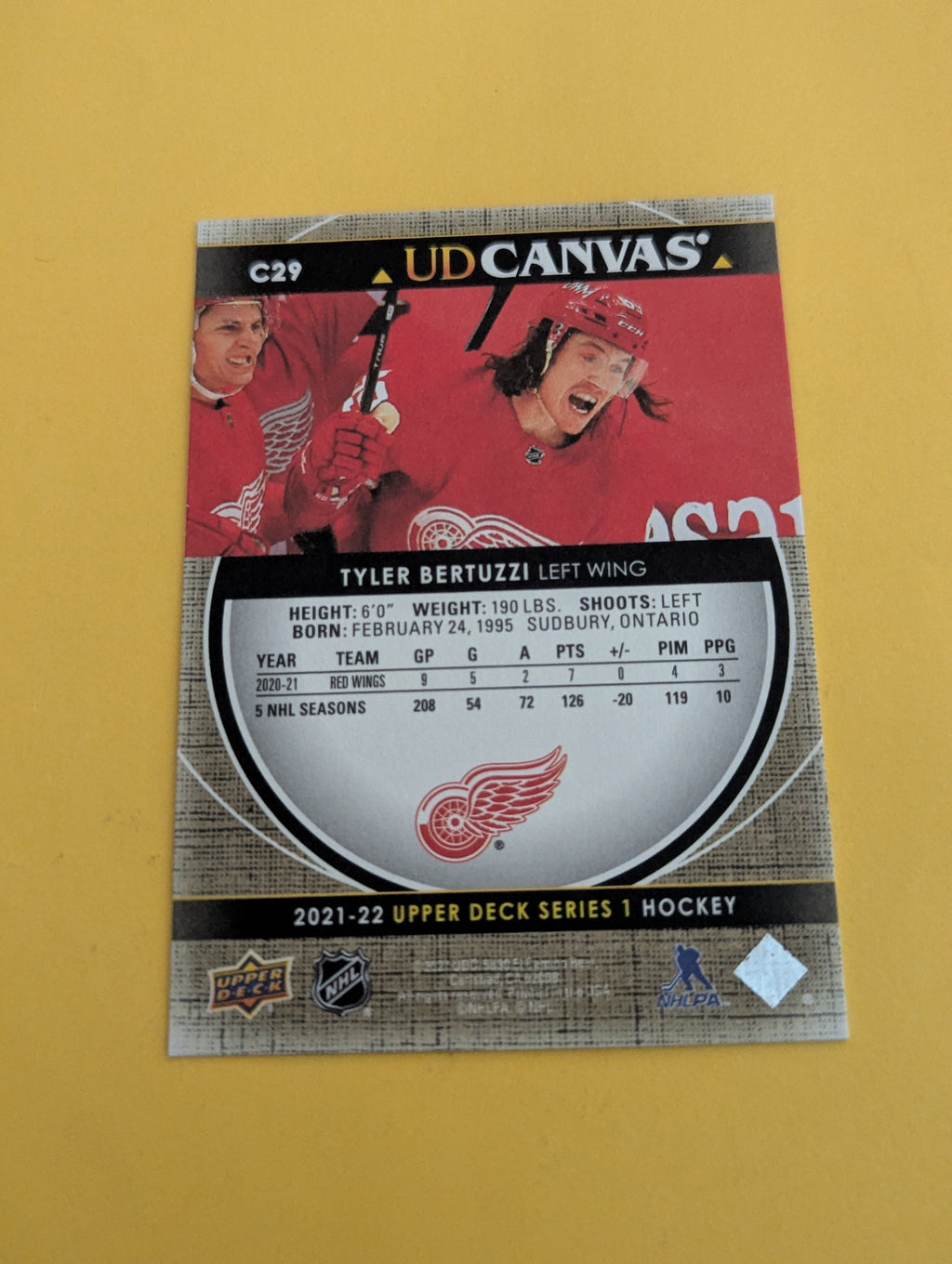 Tyler Bertuzzi 21-22 Upper Deck UD Canvas Card