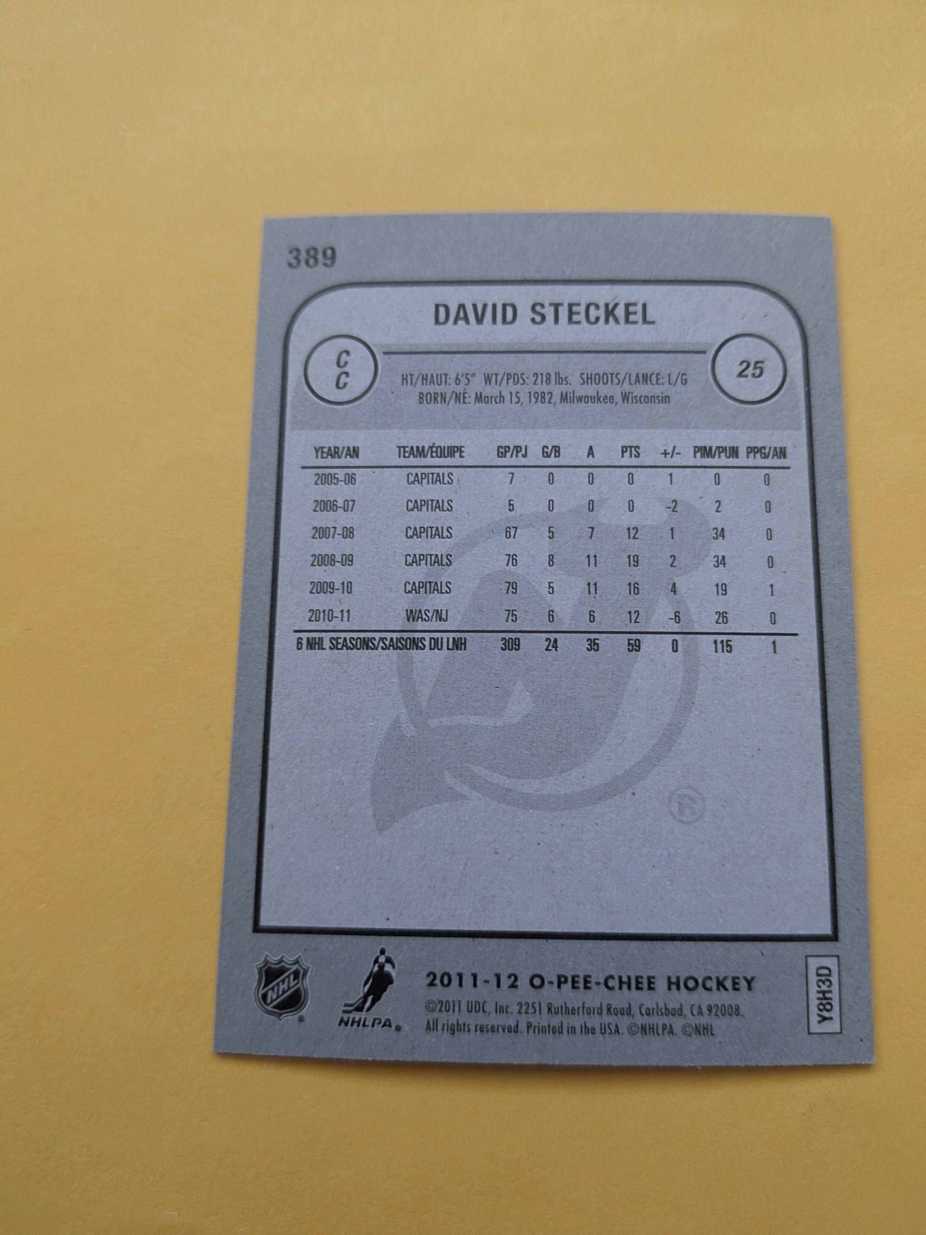 David Steckel Signed New Jersey Devils Card A
