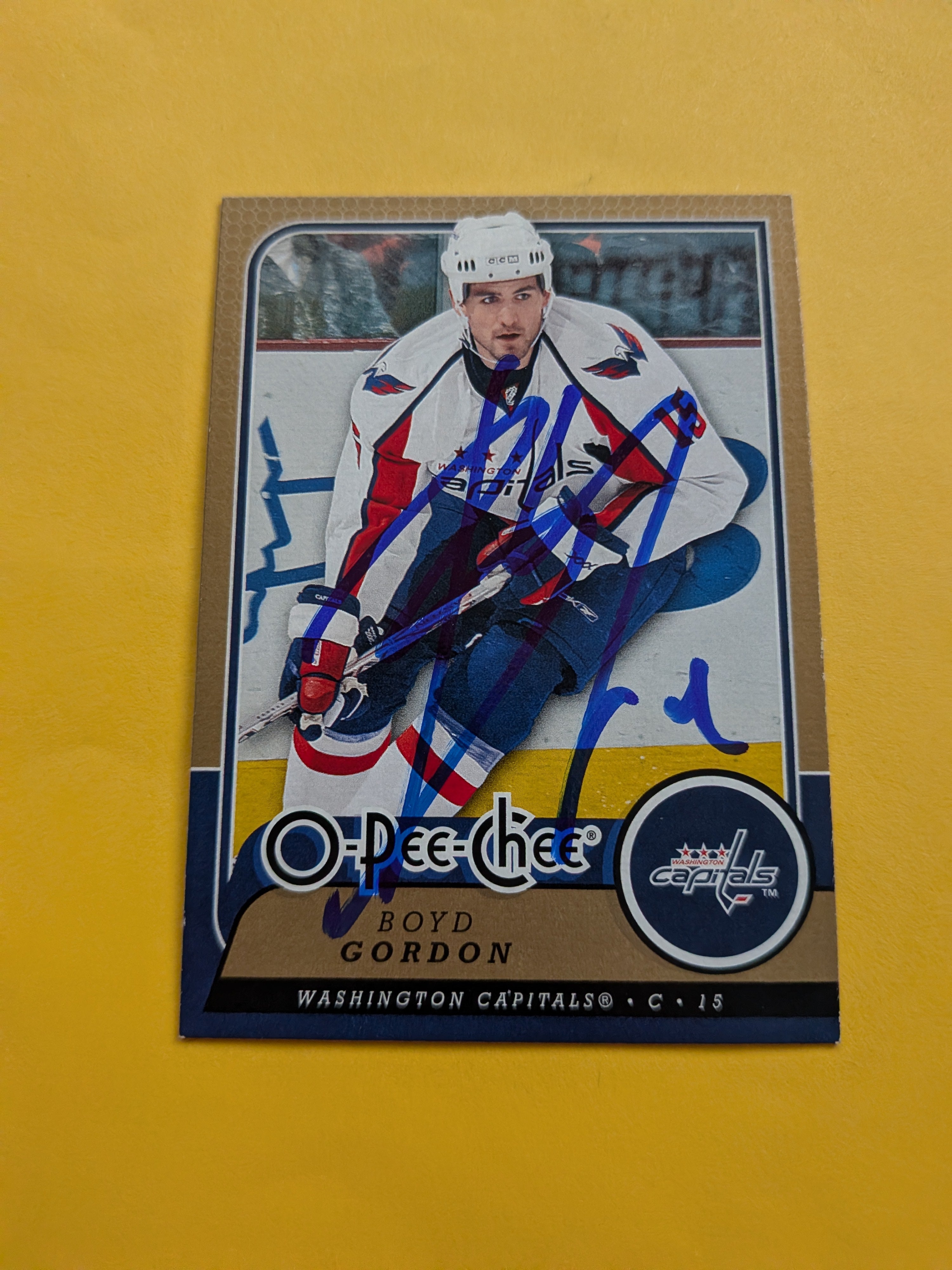 Boyd Gordon Signed Washington Capitals Card B