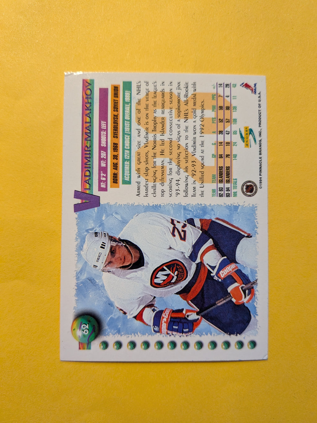 Vladimir Malakhov Signed New York Islanders Card A
