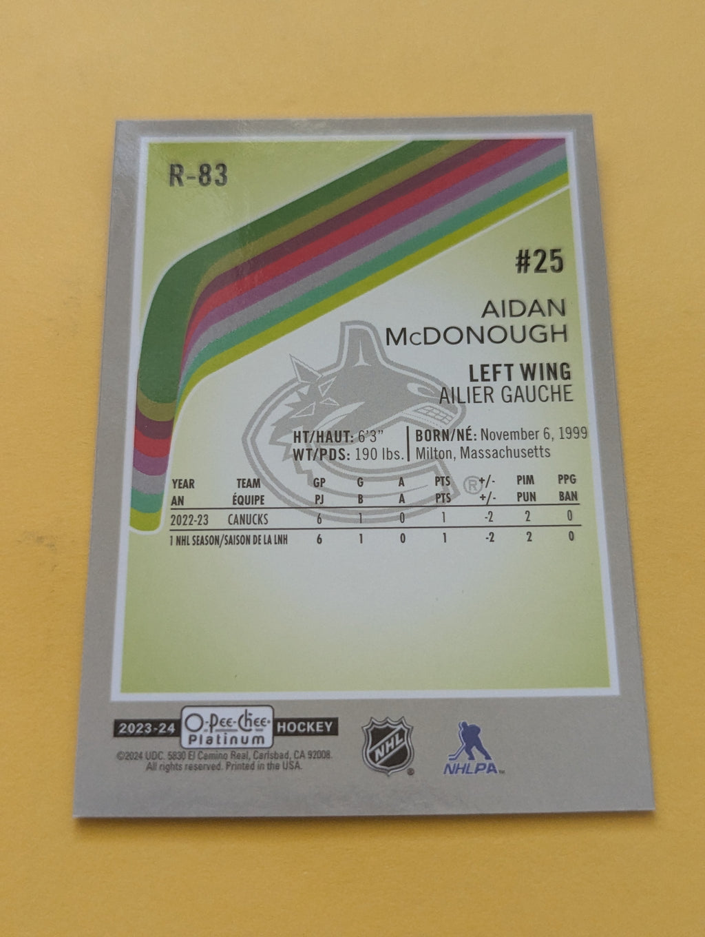 Aidan Mcdonough 23-24 OPC Platinum Retro Rookie Card
