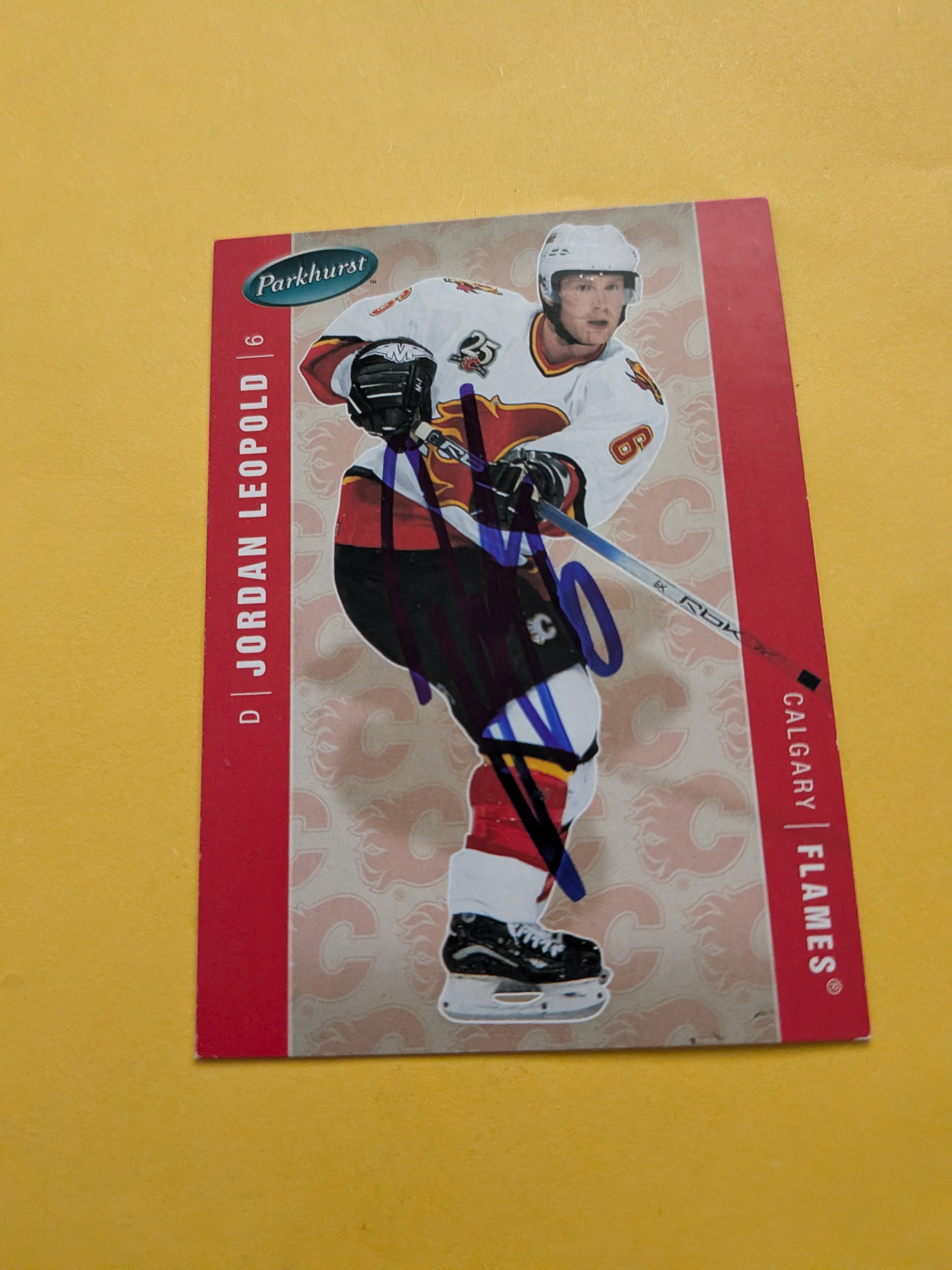 Jordan Leopold Signed Calgary Flames Card D