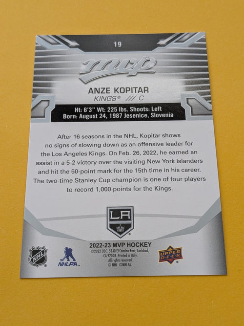 Anze Kopitar 22-23 UD MVP Silver Script Card
