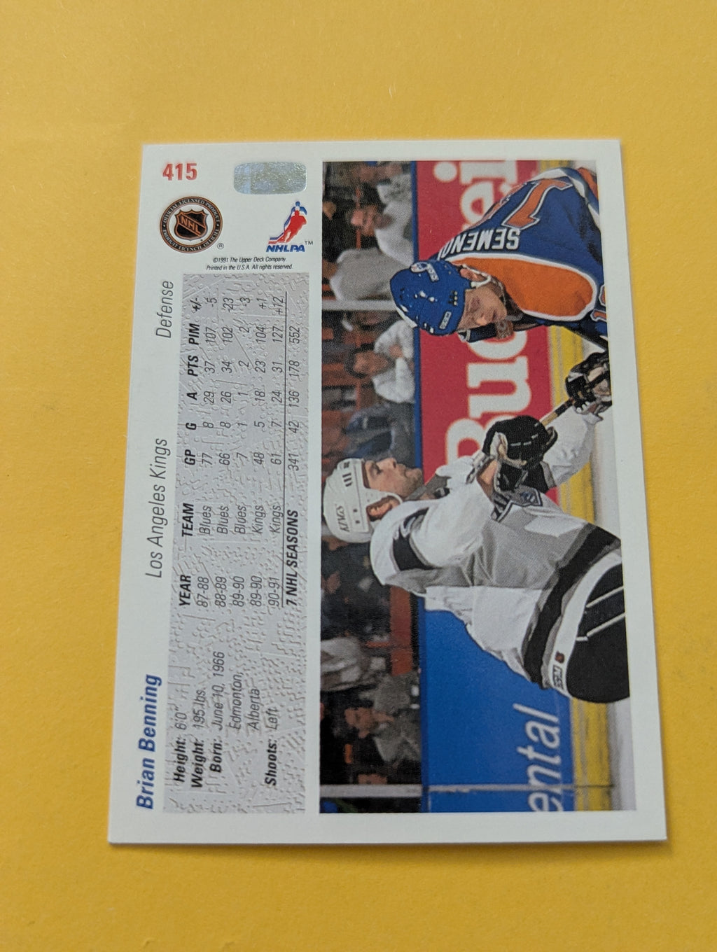 Brian Benning Signed Los Angeles Kings Card