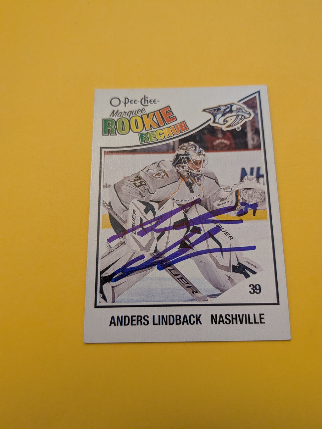 Anders Lindback Signed Nashville Predators Rookie Card B