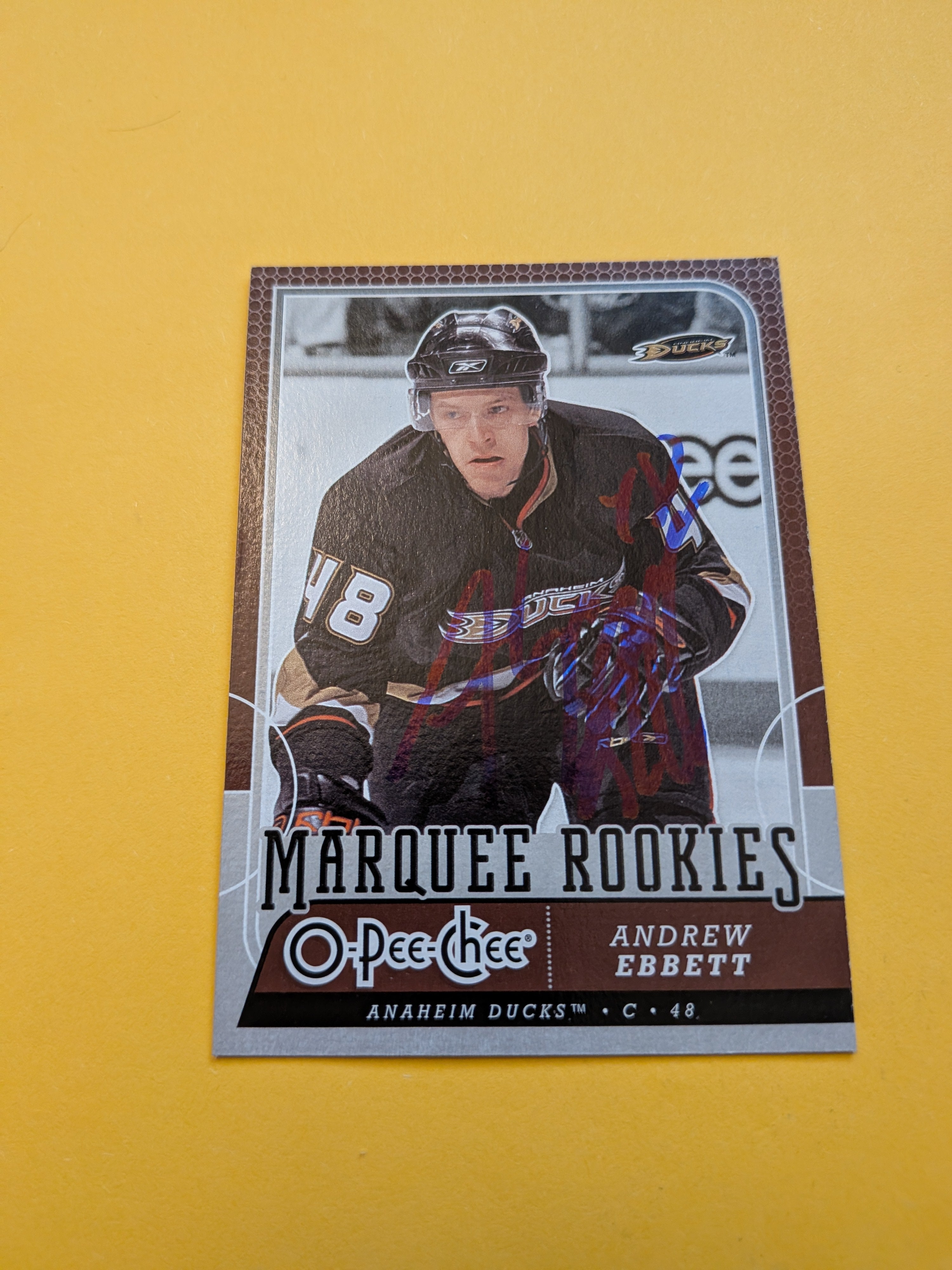 Andrew Ebbett Signed Anaheim Ducks Rookie Card A