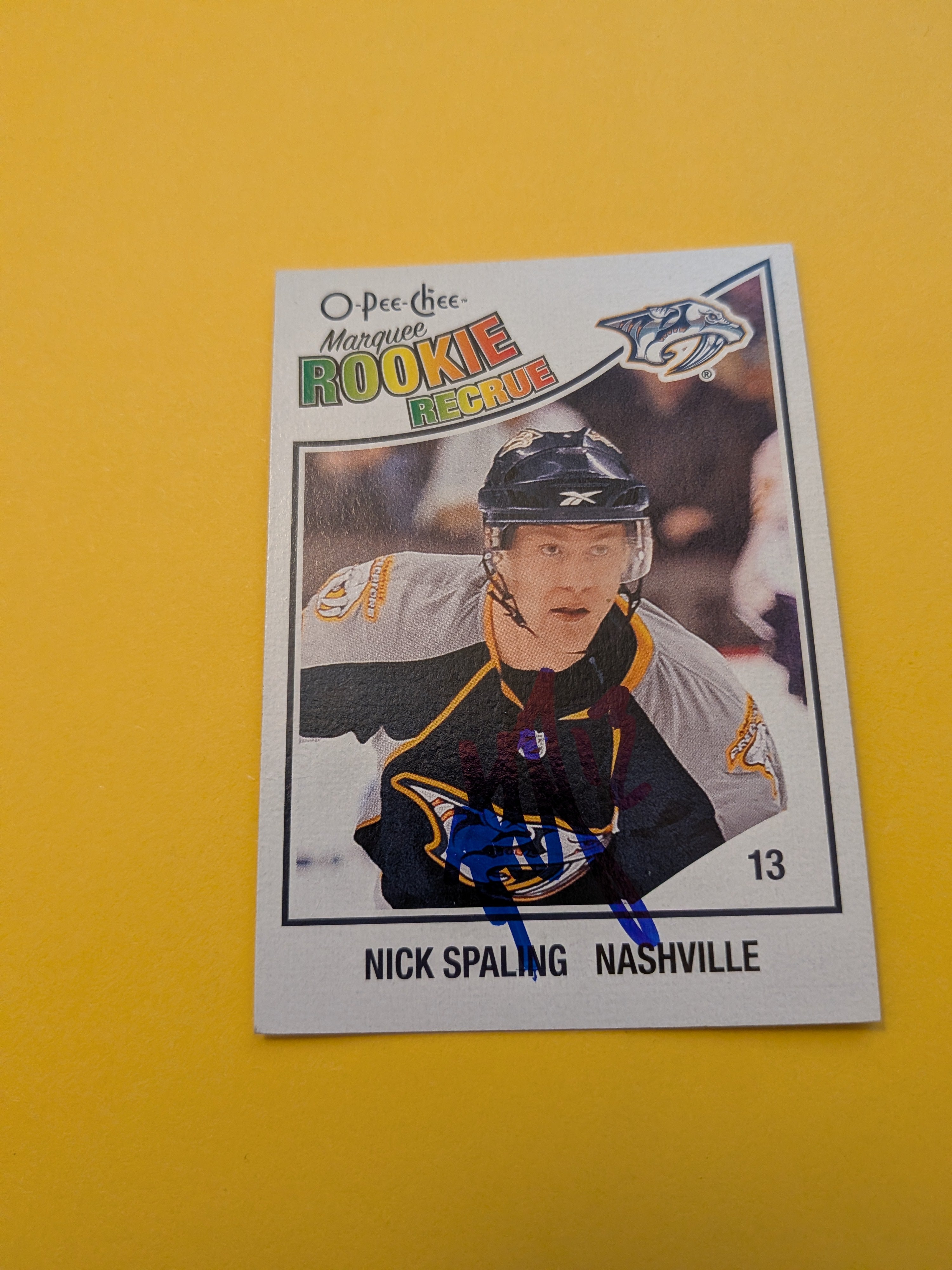 Nick Spaling Signed Nashville Predators Rookie Card B