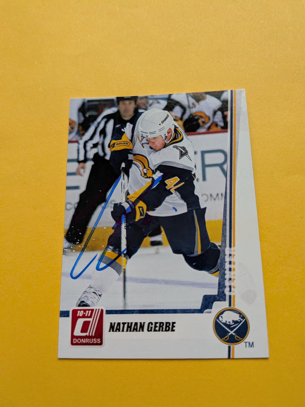 Nate Gerbe Signed Buffalo Sabres Card B