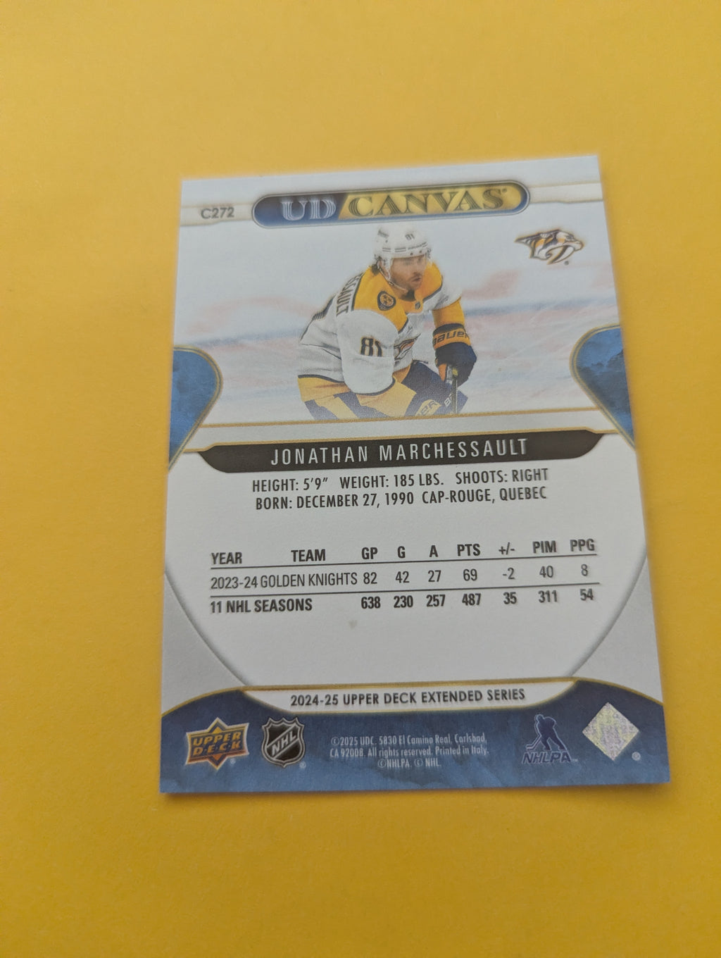 Jonathan Marchessault 24-25 Upper Deck UD Canvas Card