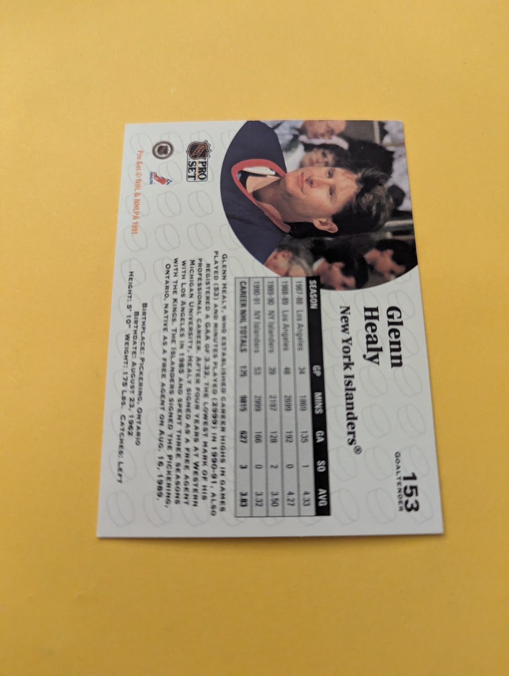 Glenn Healy Signed New York Islanders Card