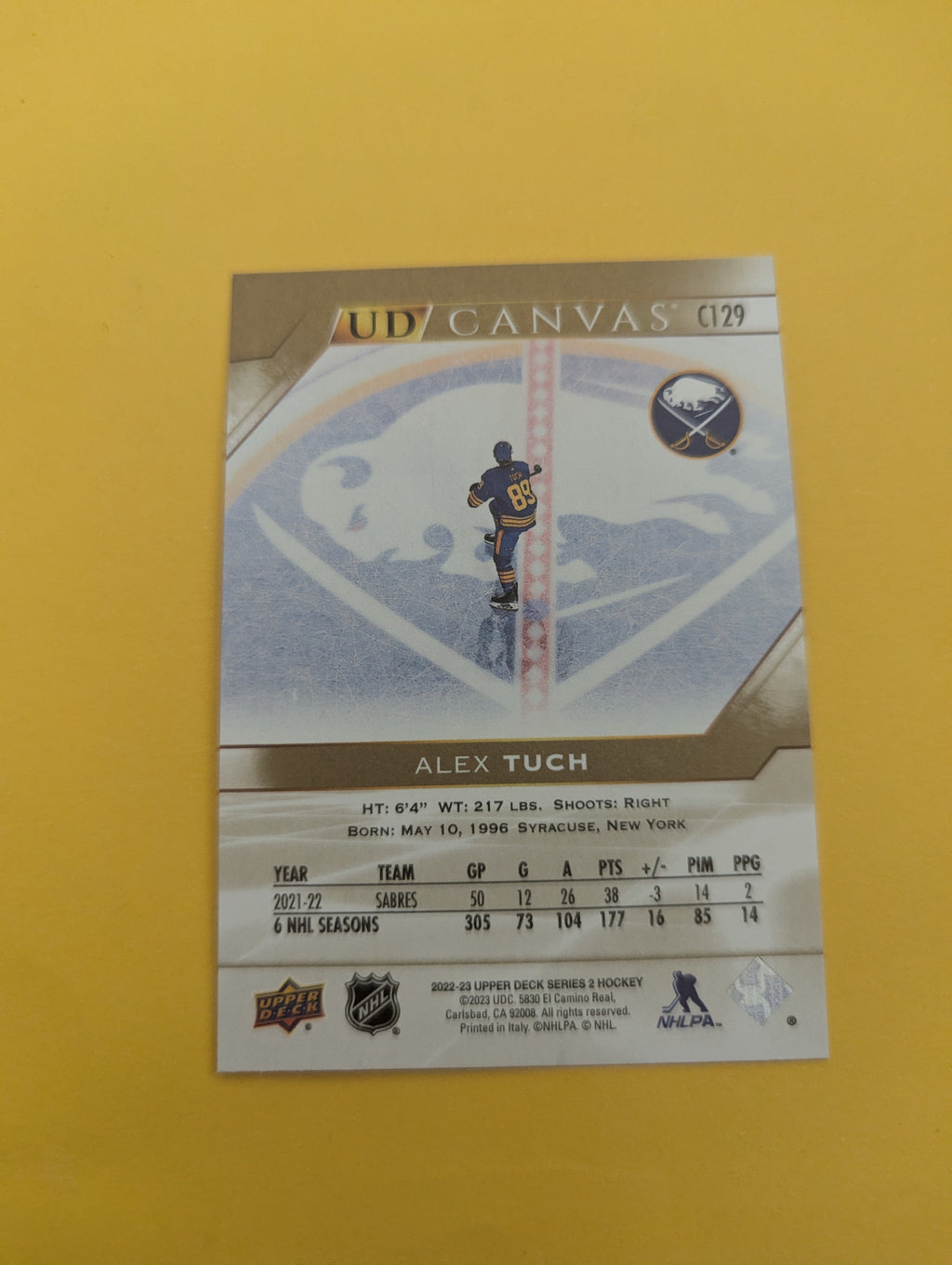 Alex Tuch 22-23 Upper Deck UD Canvas Card