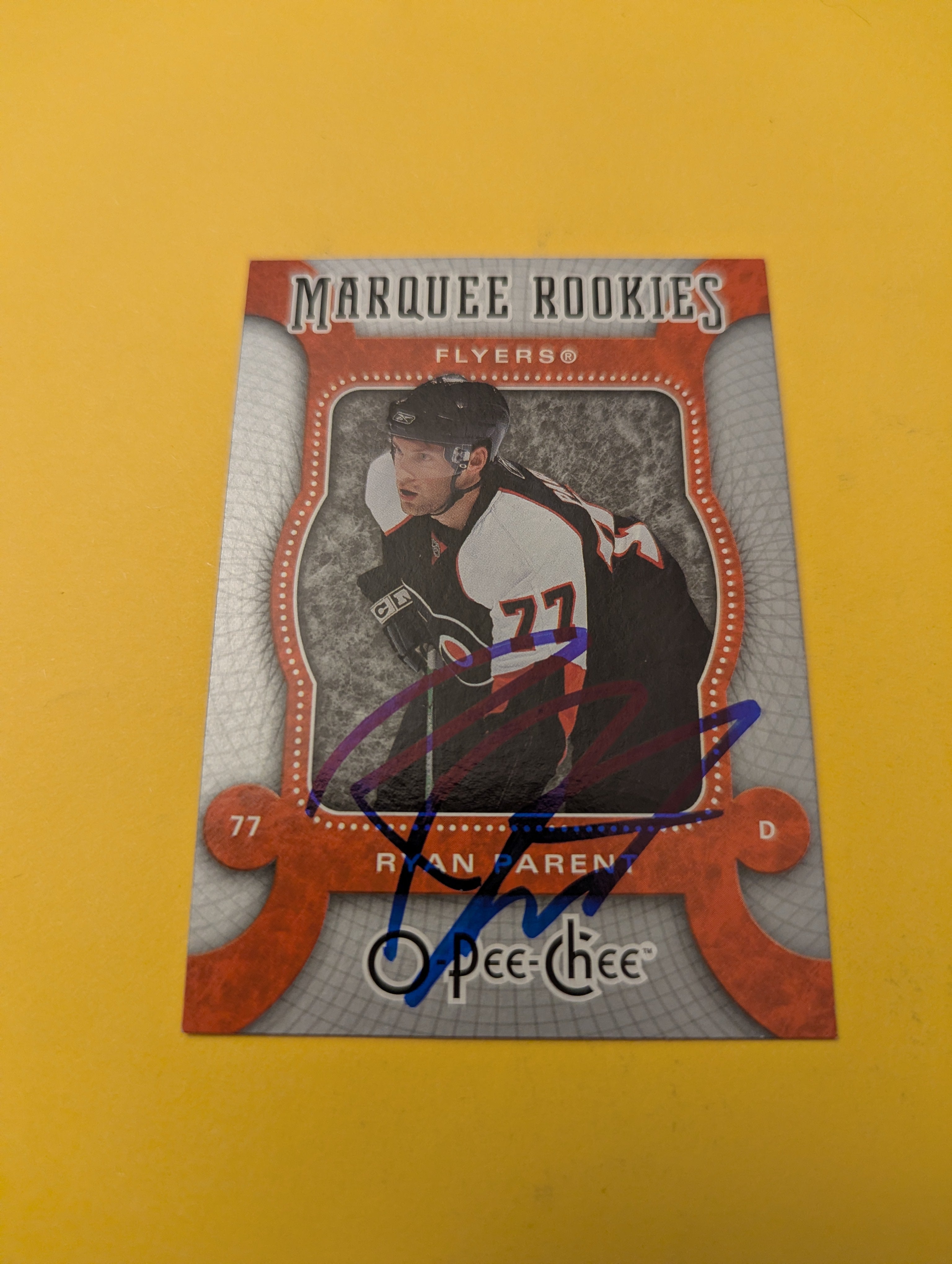 Ryan Parent Signed Philadelphia Flyers Rookie Card
