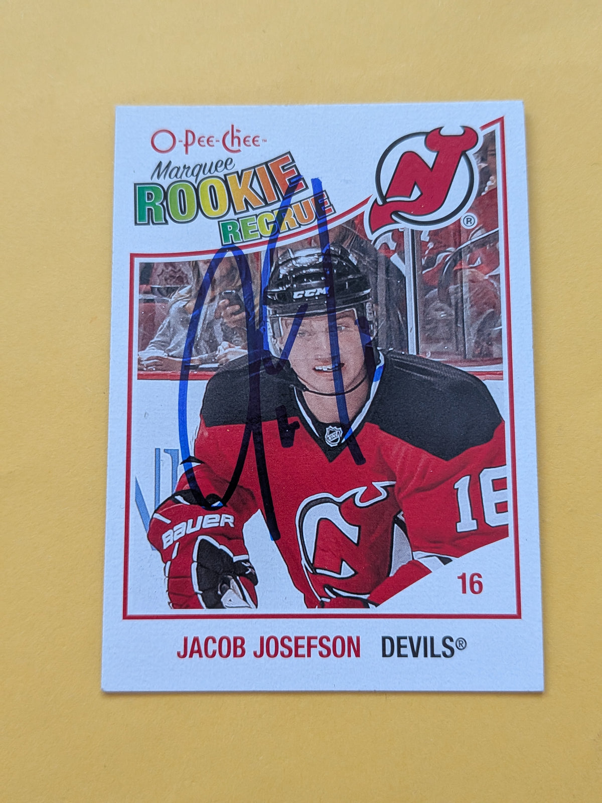 Jacob Josefson Signed New Jersey Devils Rookie Card A