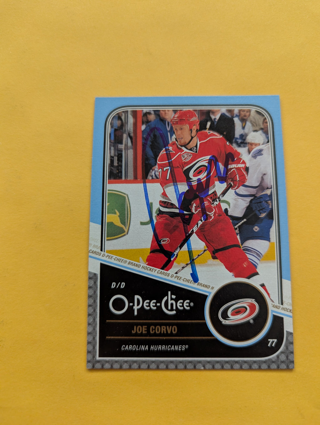 Joe Corvo Signed Carolina Hurricanes Card B