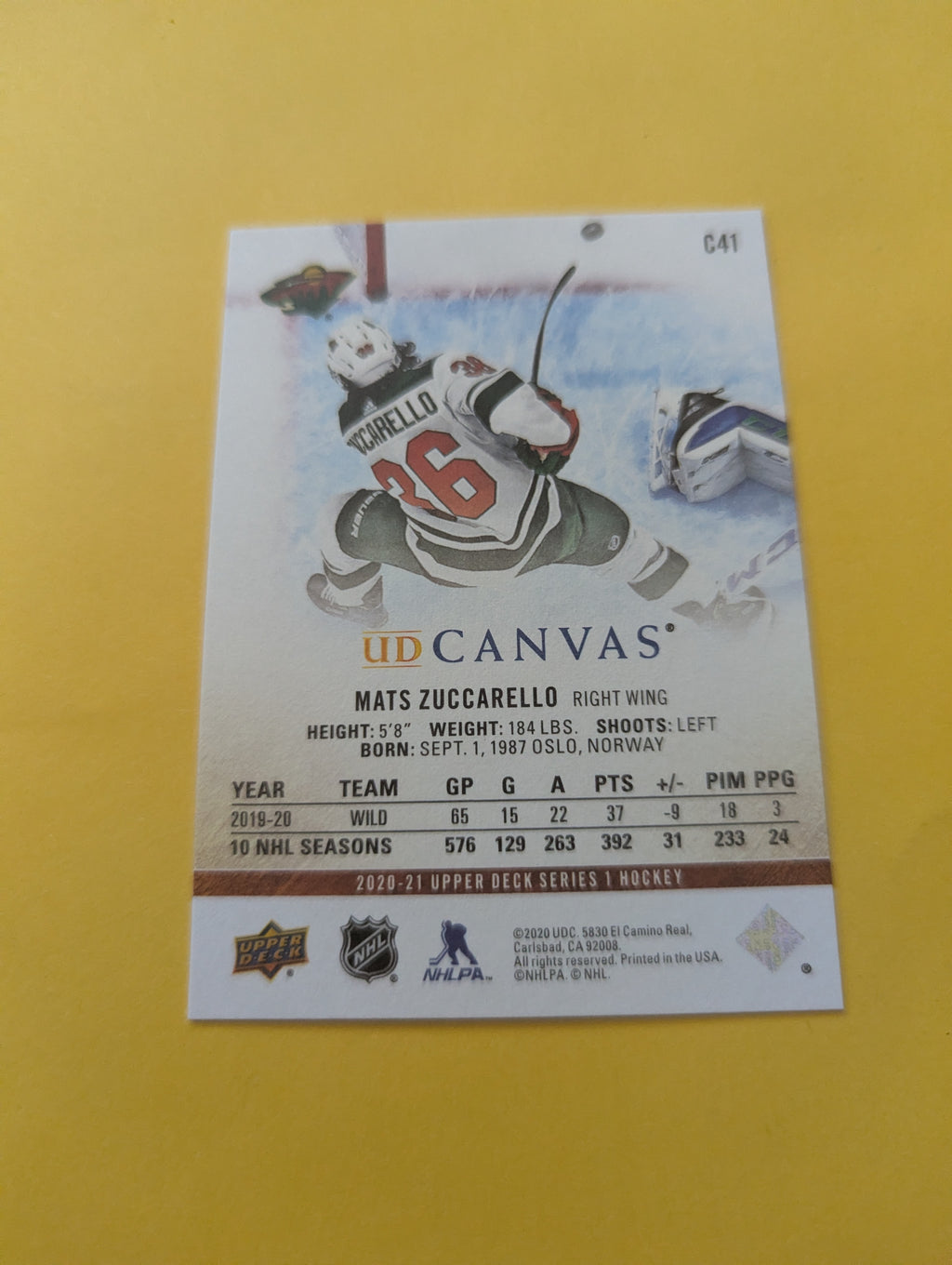 Mats Zuccarello 20-21 Upper Deck UD Canvas Card