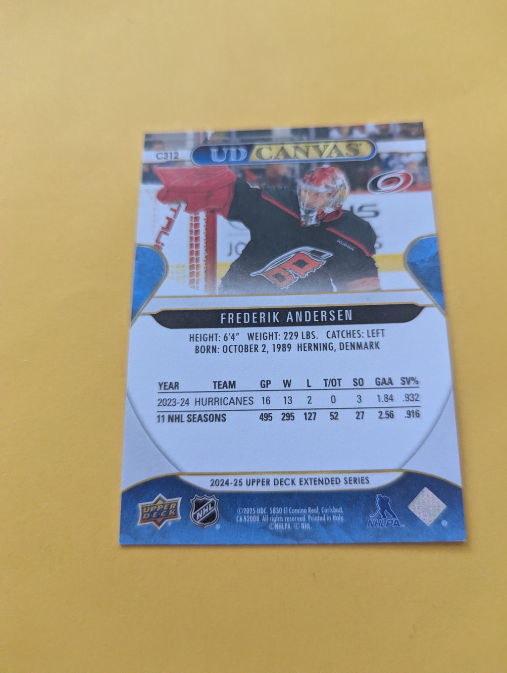 Frederik Andersen 24-25 Upper Deck UD Canvas Card