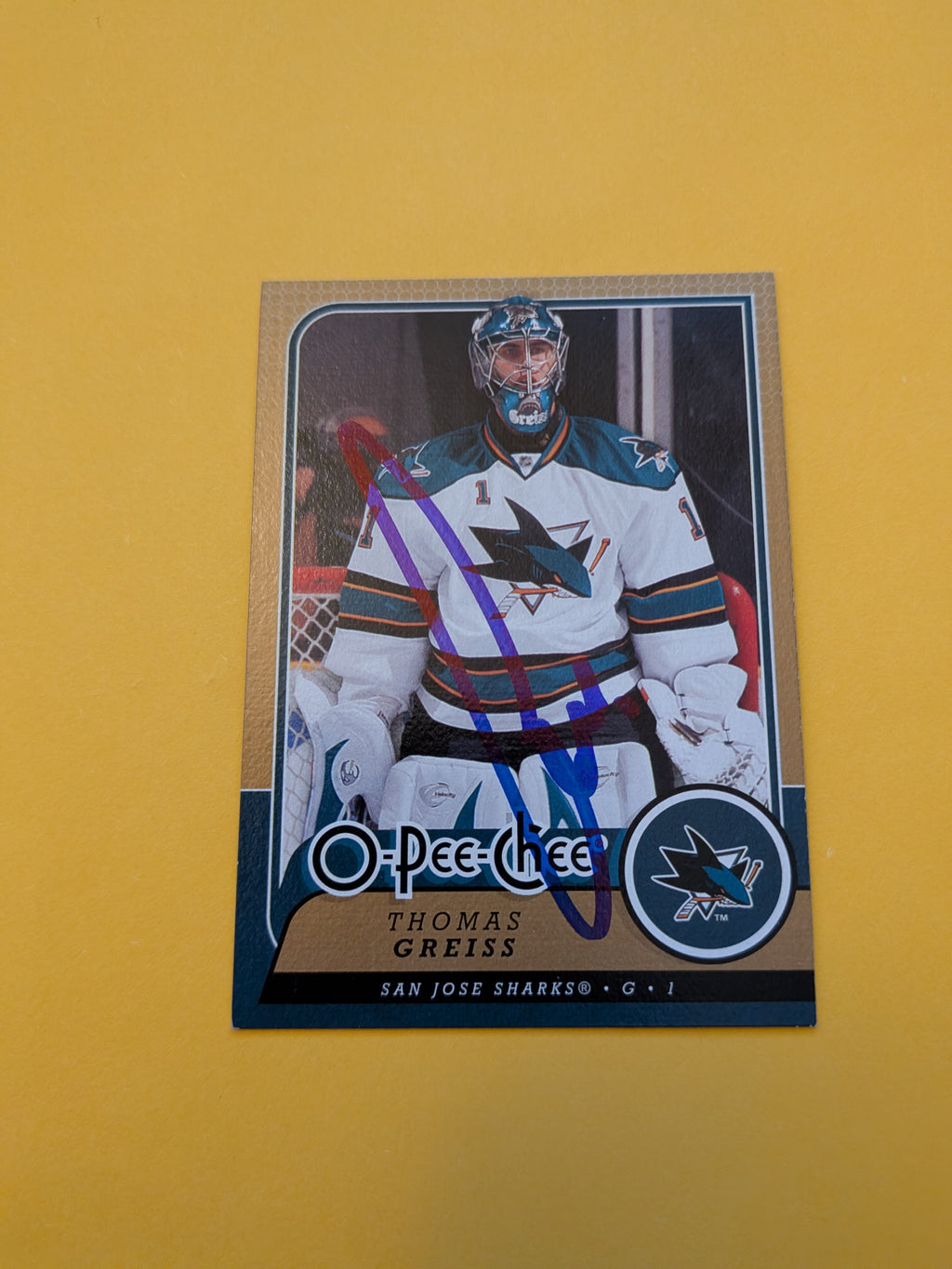 Thomas Greiss Signed San Jose Sharks Card A
