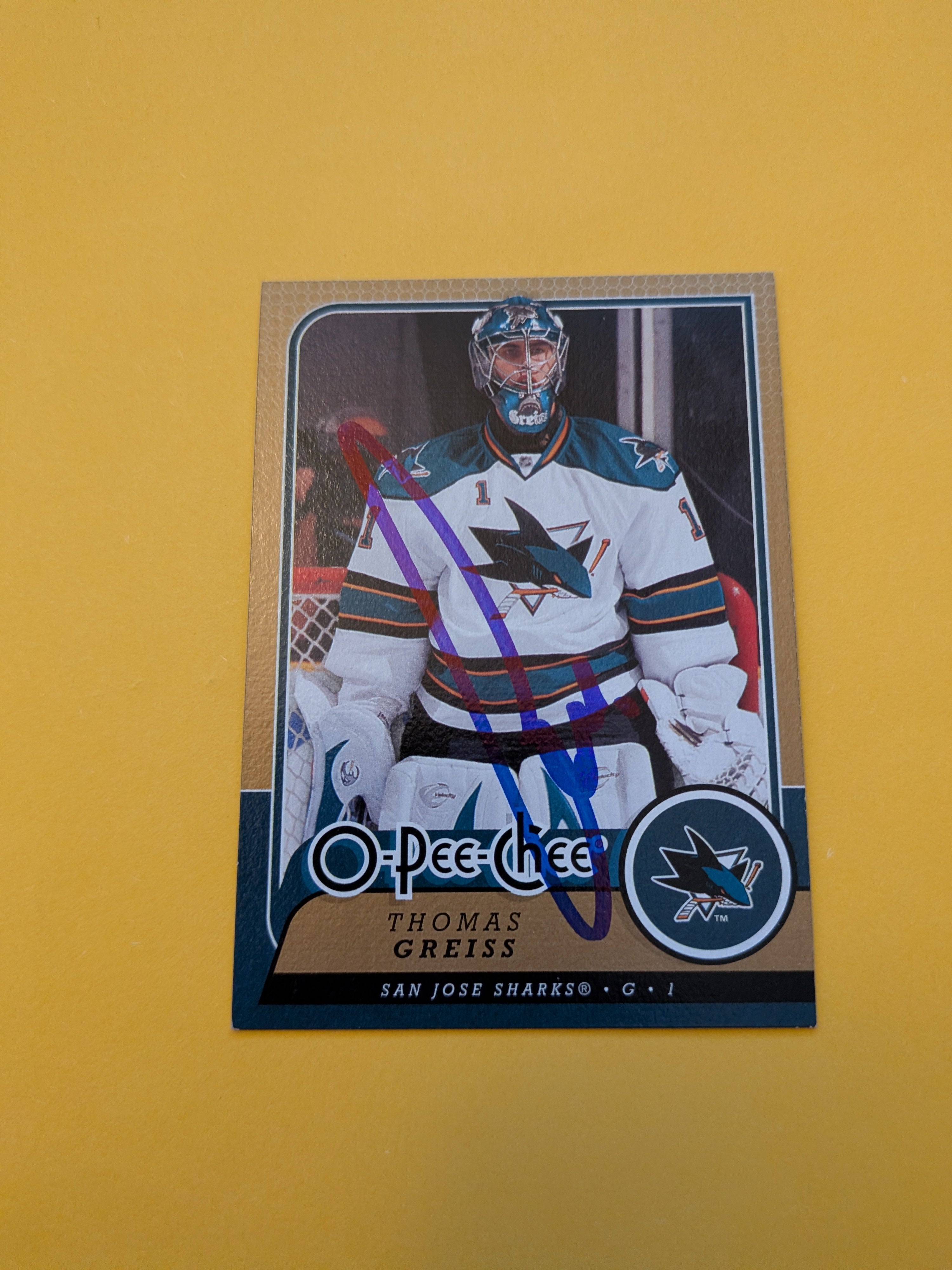 Thomas Greiss Signed San Jose Sharks Card A