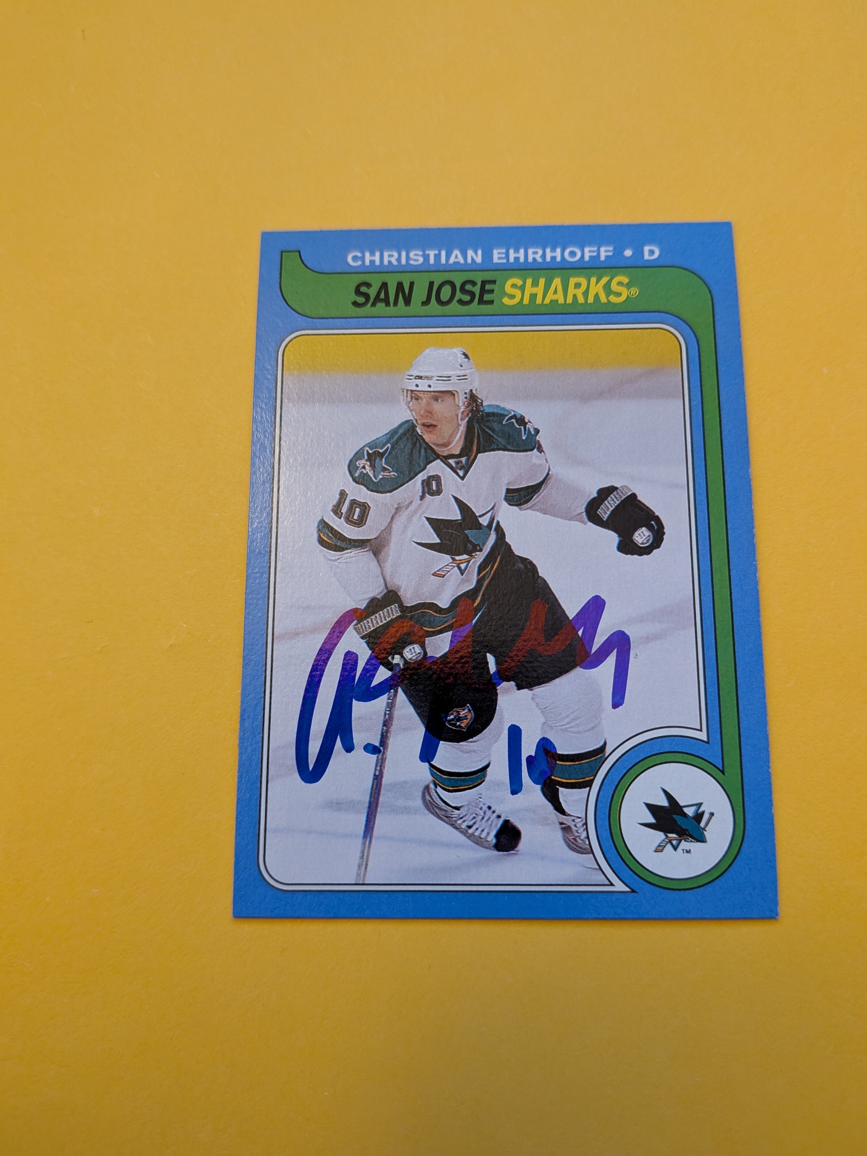 Christian Ehrhoff Signed San Jose Sharks Card B