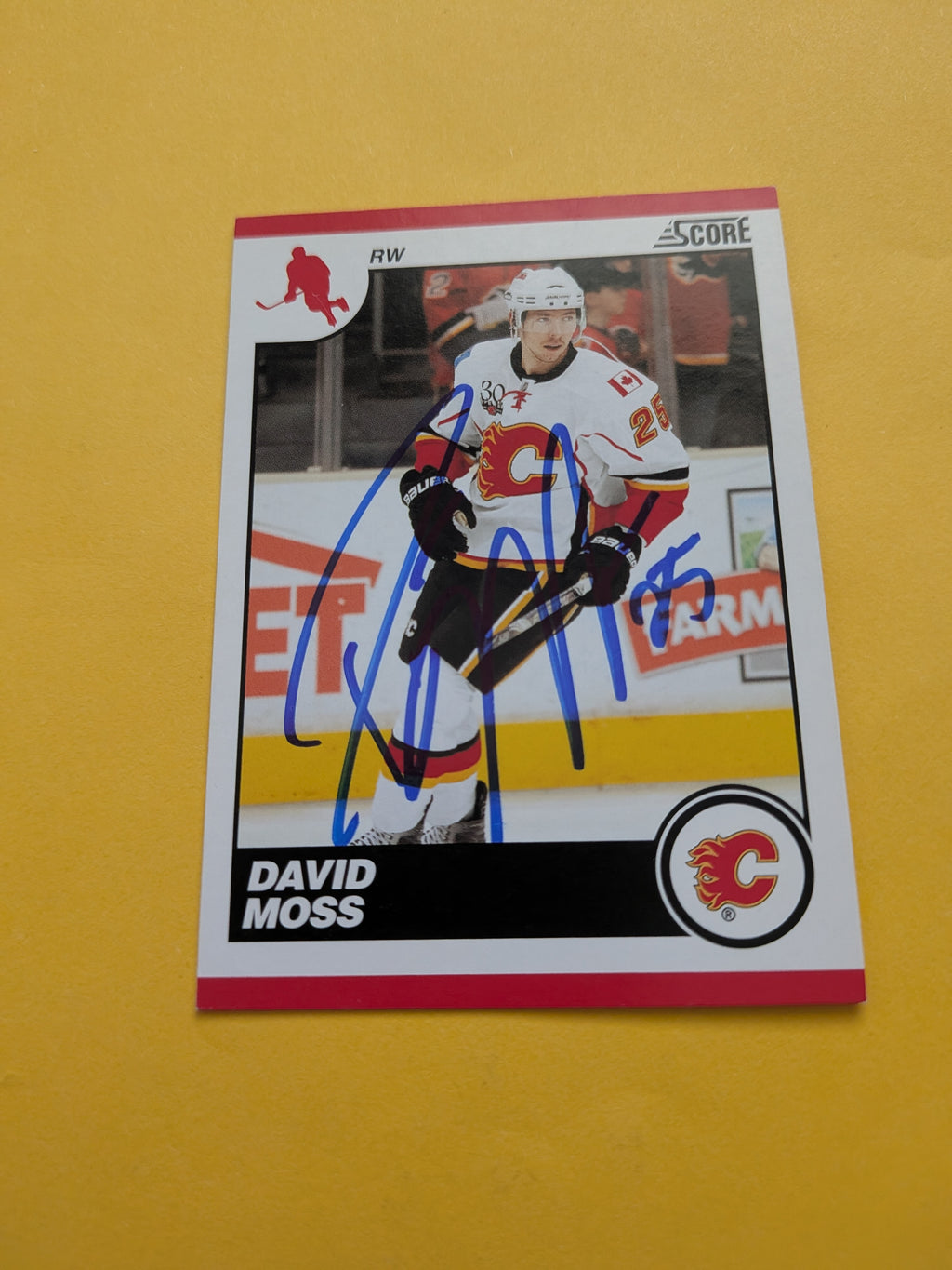 David Moss Signed Calgary Flames Card F