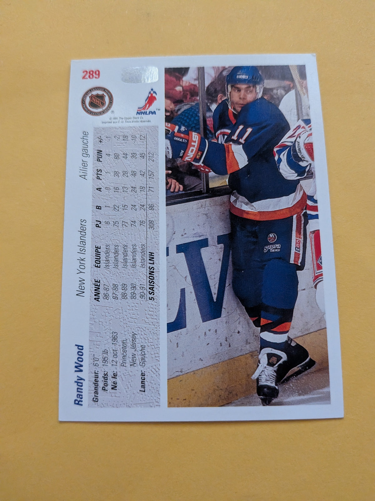 Randy Wood Signed New York Islanders Card A