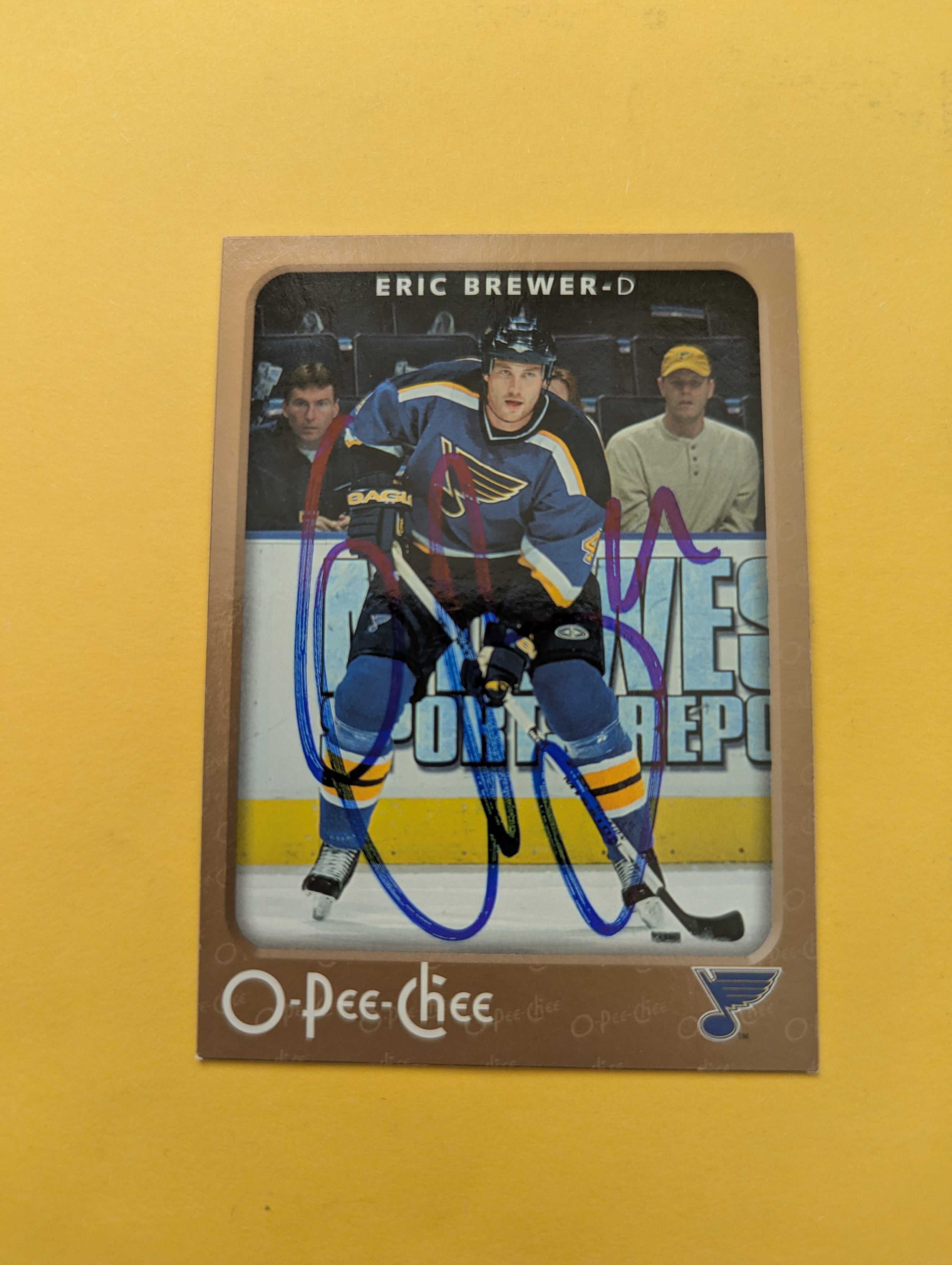 Eric Brewer Signed St. Louis Blues Card B