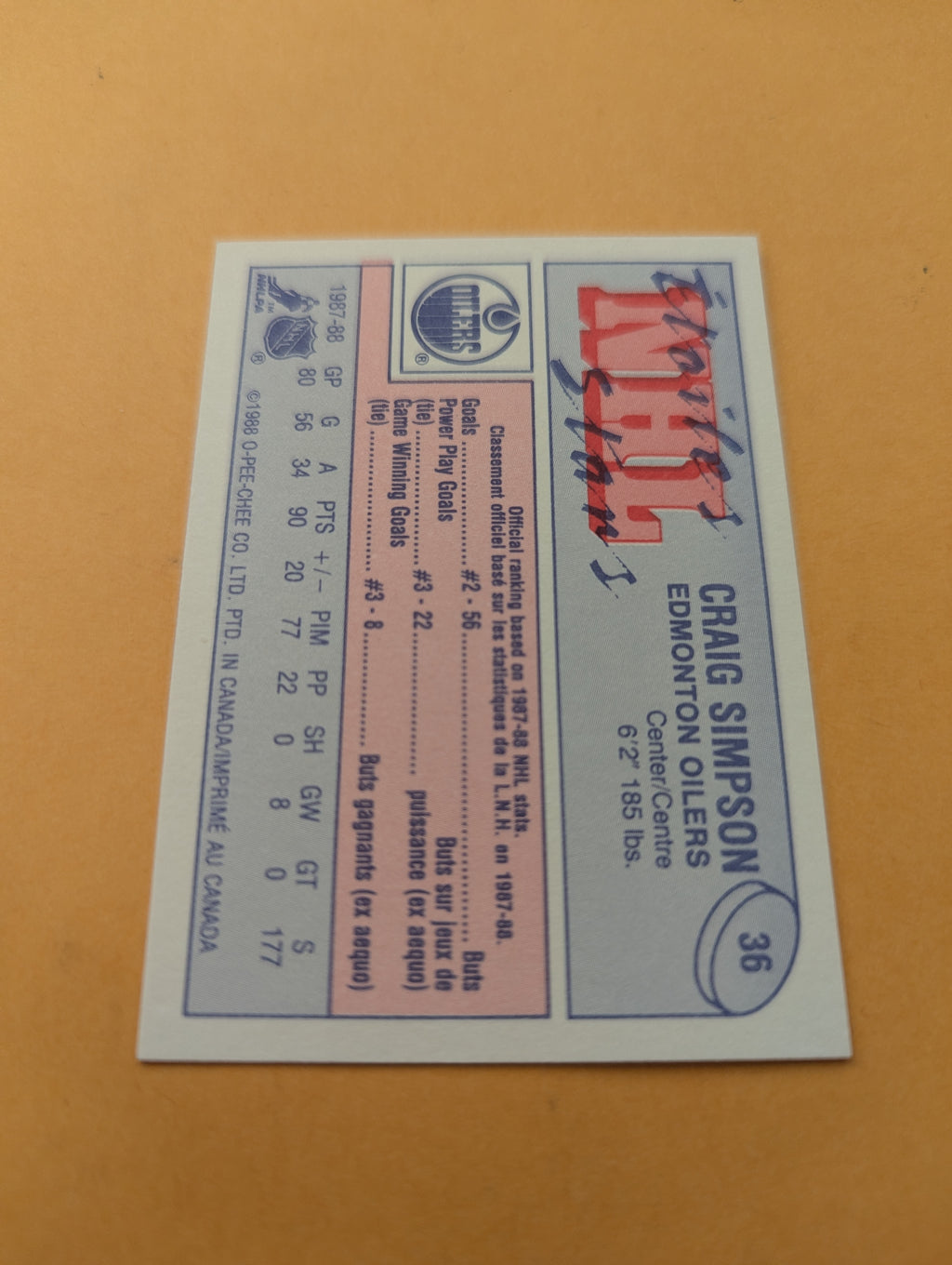 Craig Simpson 88-89 OPC Mini Card