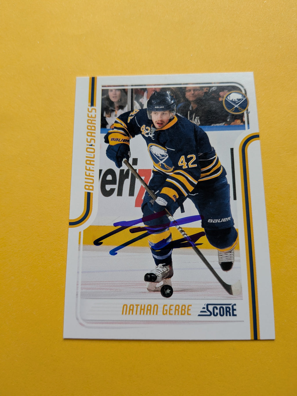 Nate Gerbe Signed Buffalo Sabres Card C