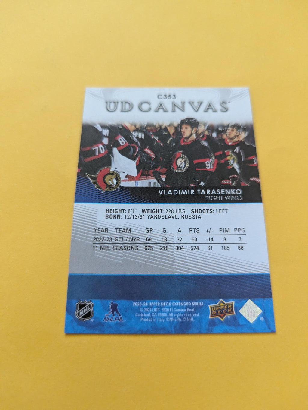 Vladimir Tarasenko 23-24 Upper Deck UD Canvas Card