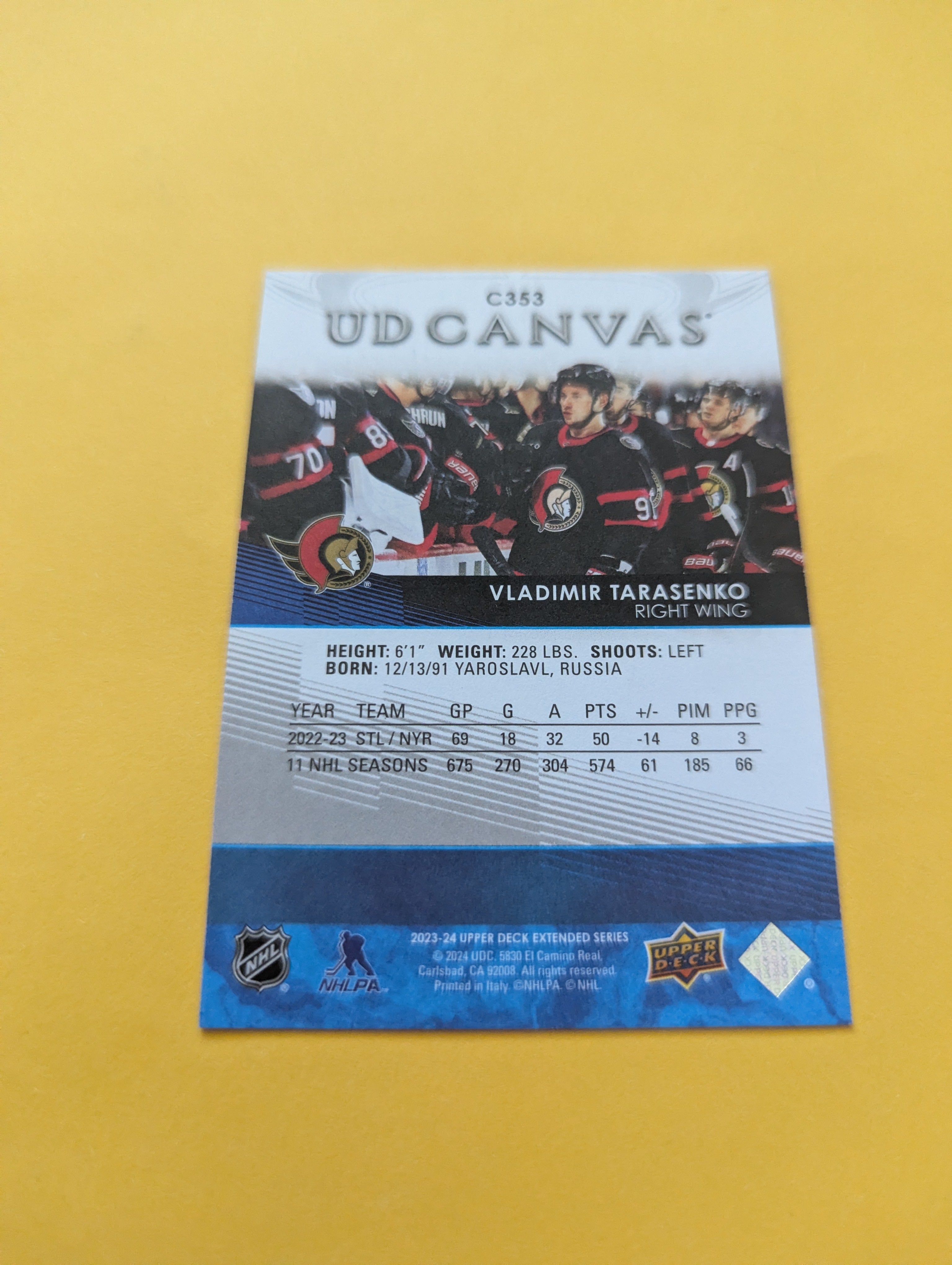 Vladimir Tarasenko 23-24 Upper Deck UD Canvas Card
