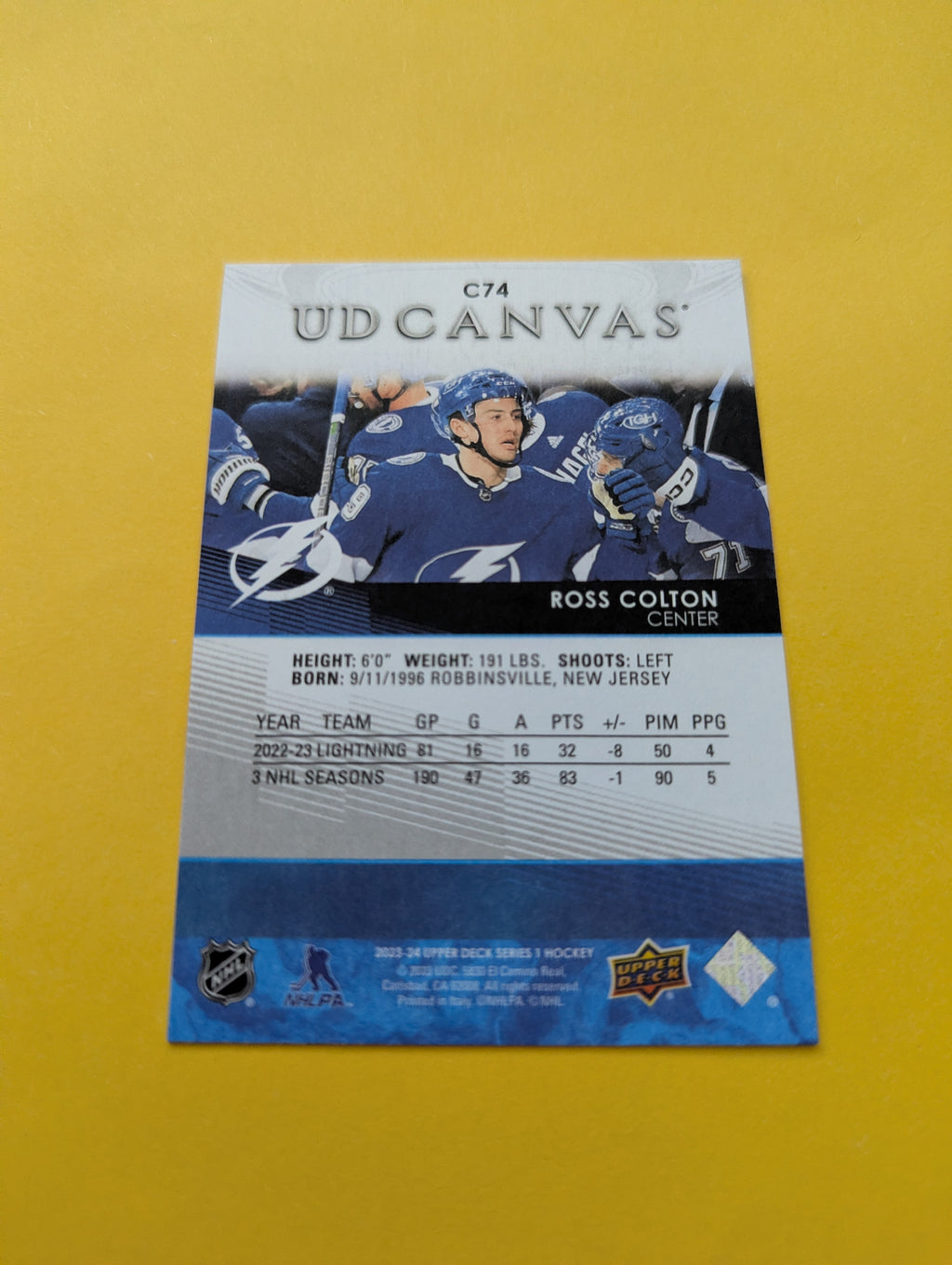 Ross Colton 23-24 Upper Deck UD Canvas Card