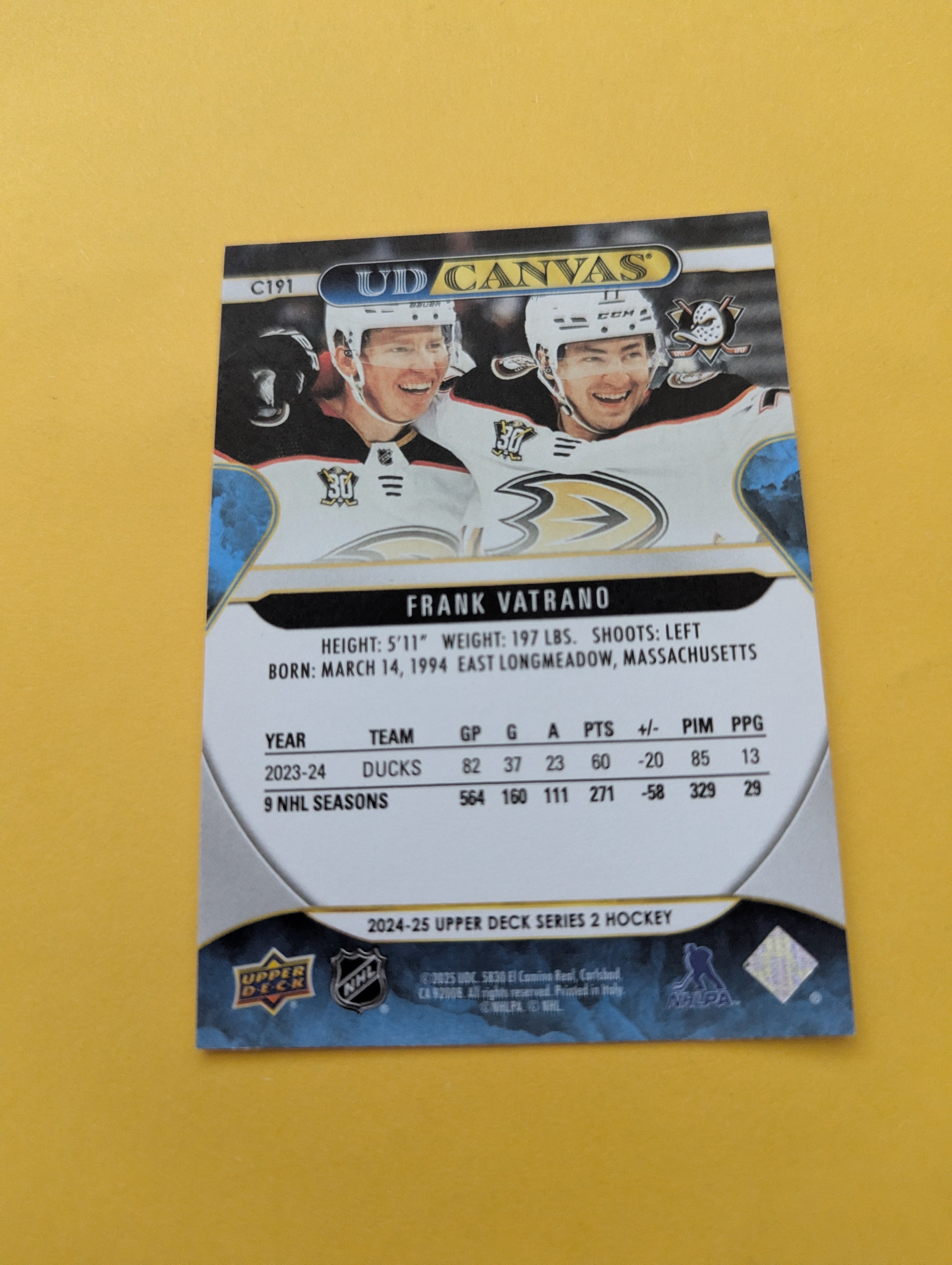 Frank Vatrano 24-25 Upper Deck UD Canvas Card