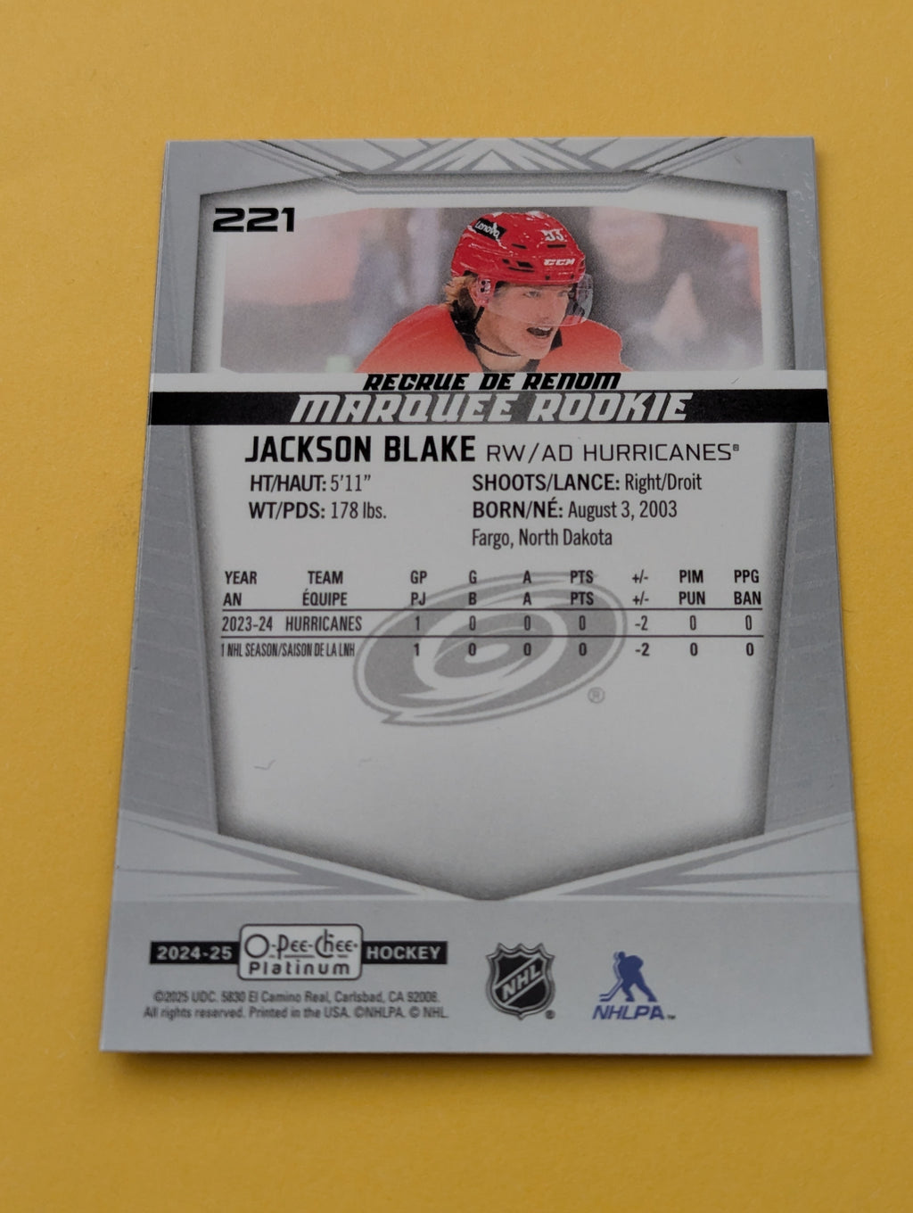 Jackson Blake 24-25 OPC Platinum Rookie Card