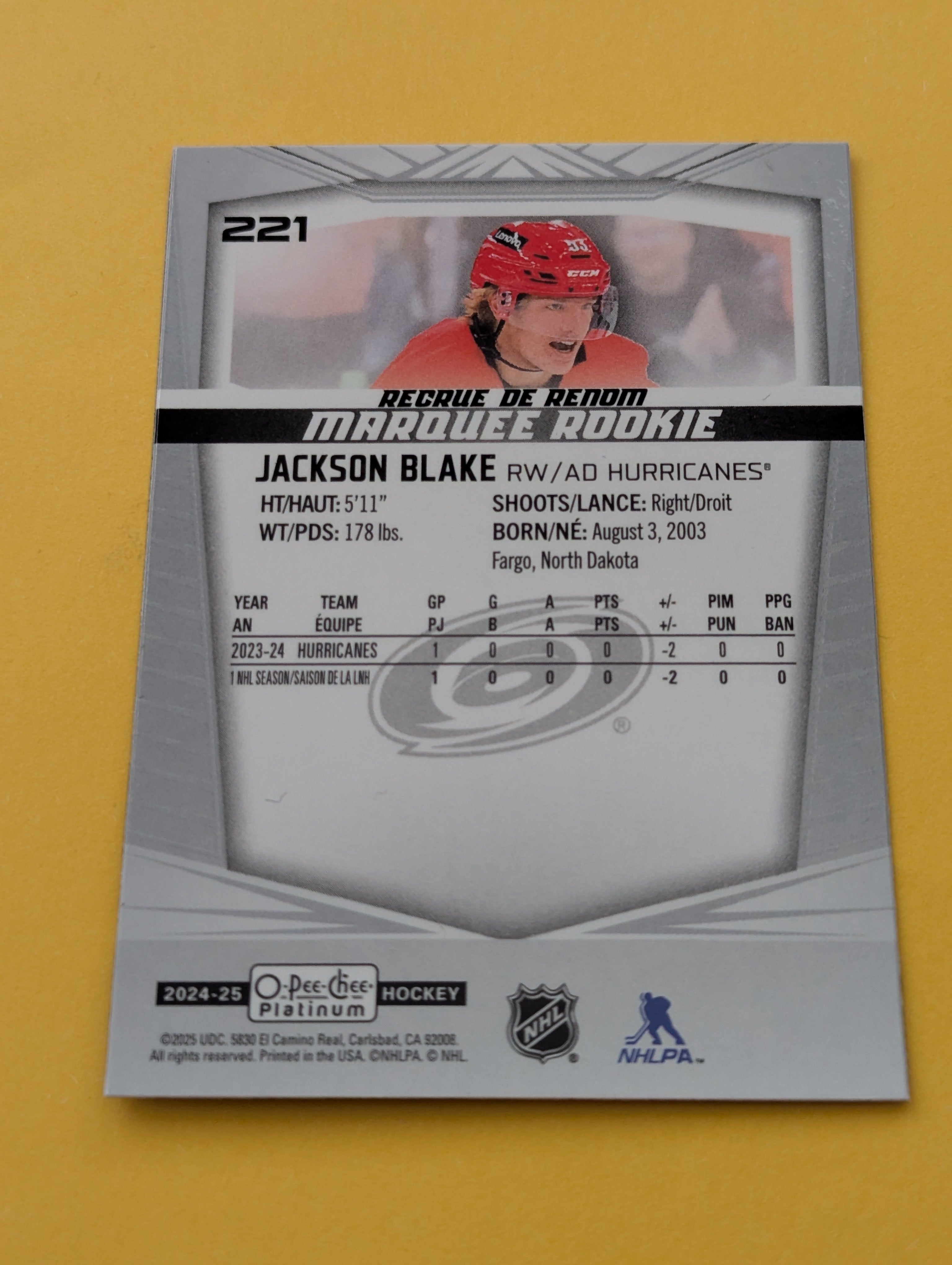 Jackson Blake 24-25 OPC Platinum Rookie Card