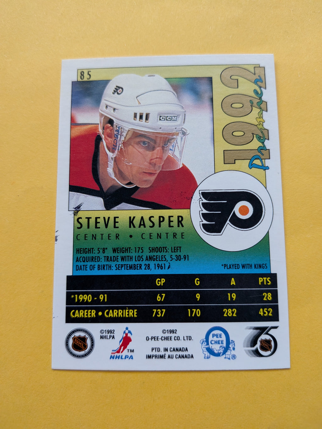 Steve Kasper Signed Philadelphia Flyers Card B