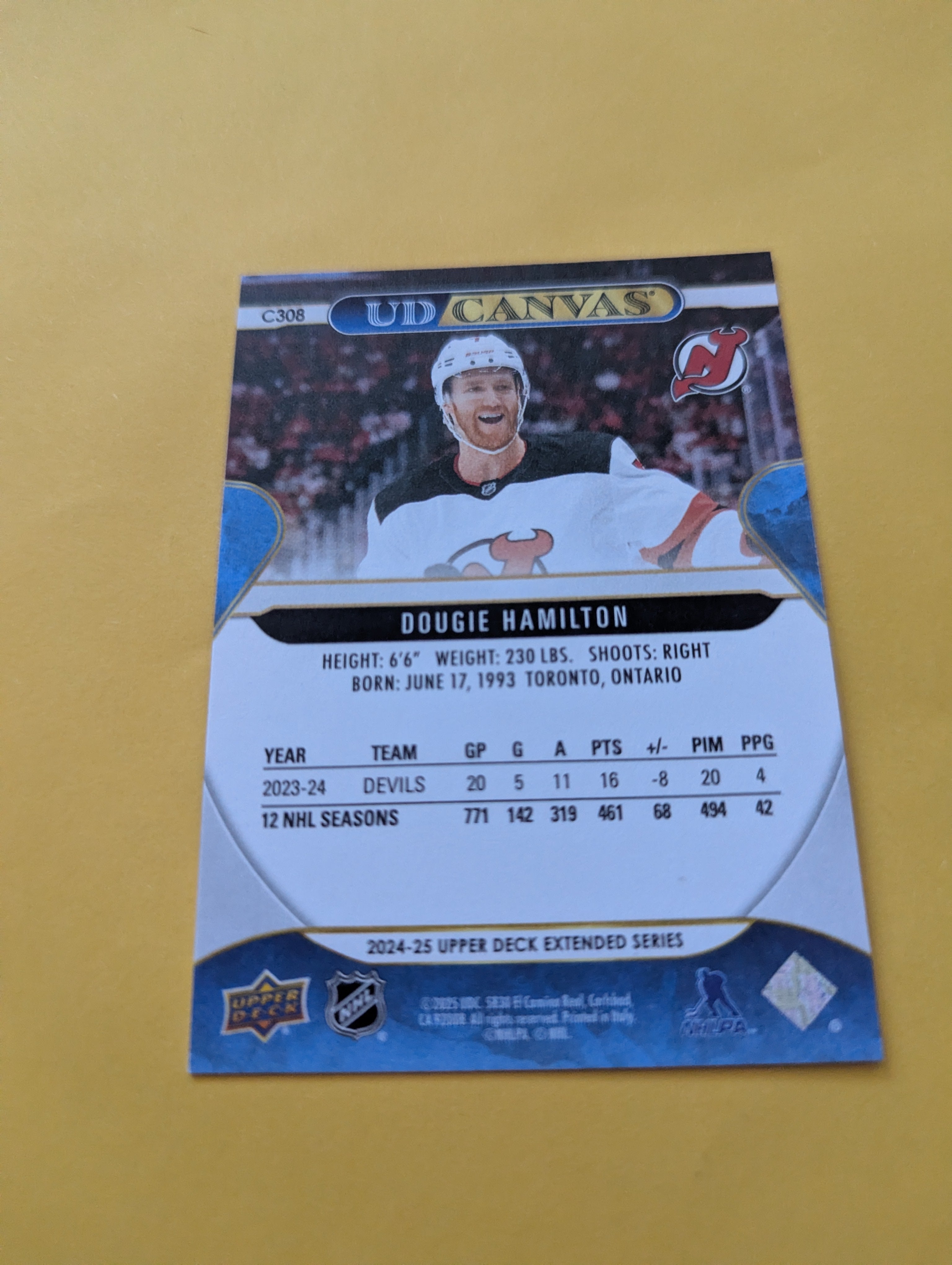 Dougie Hamilton 24-25 Upper Deck UD Canvas Card