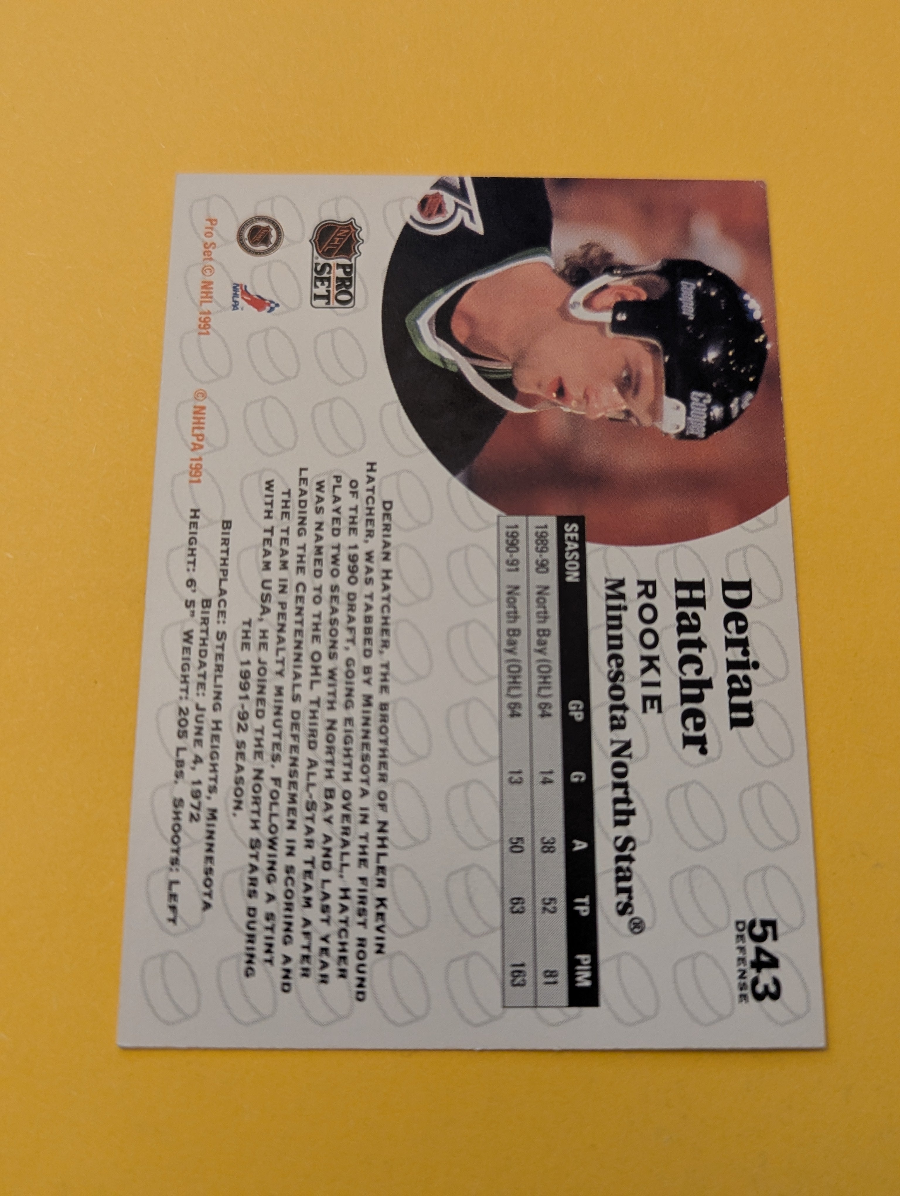 Derian Hatcher Signed Minnesota North Stars Card