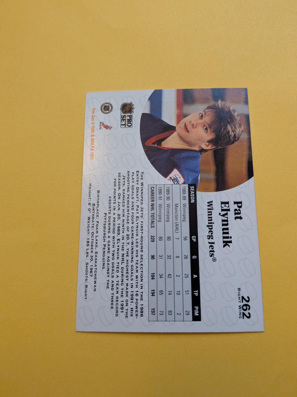 Pat Elynuik Signed Winnipeg Jets Card H