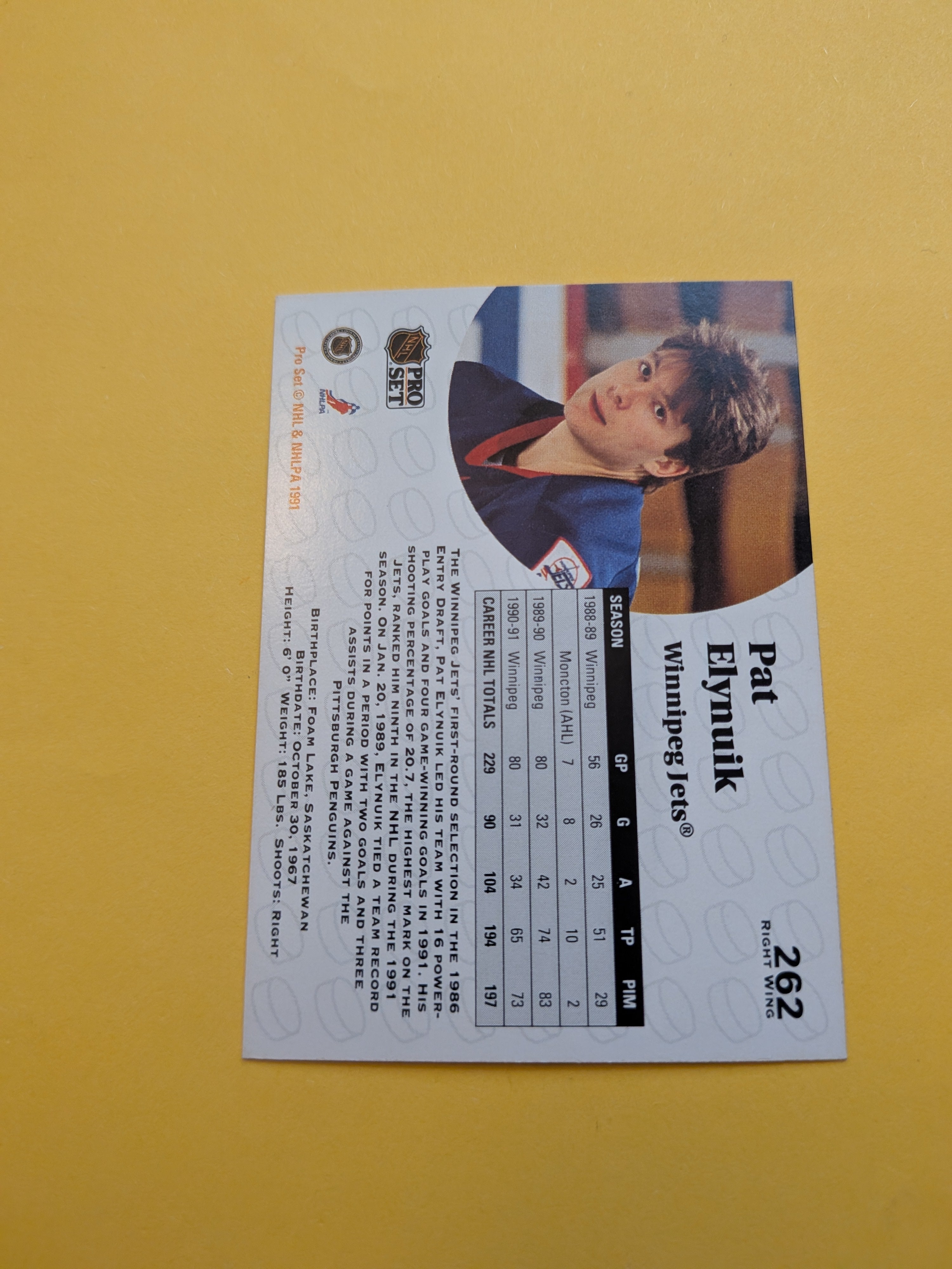 Pat Elynuik Signed Winnipeg Jets Card H