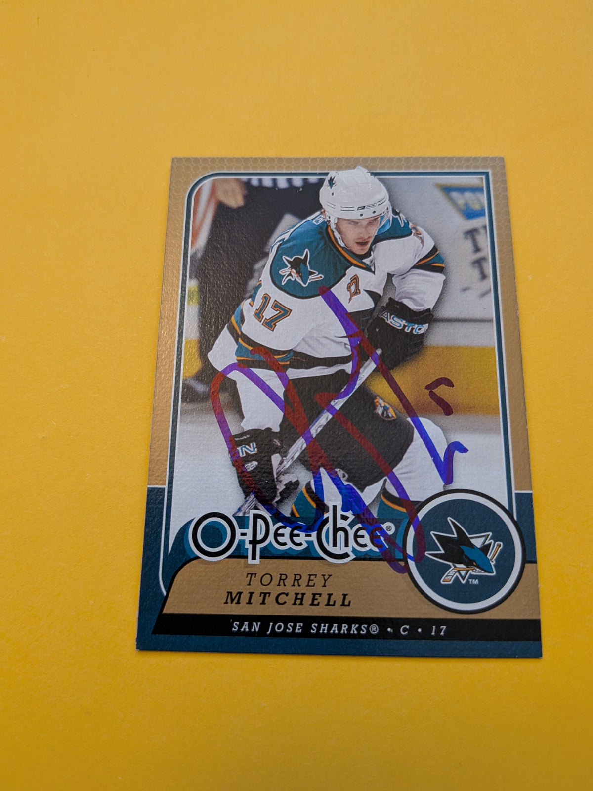 Torrey Mitchell Signed San Jose Sharks Card A