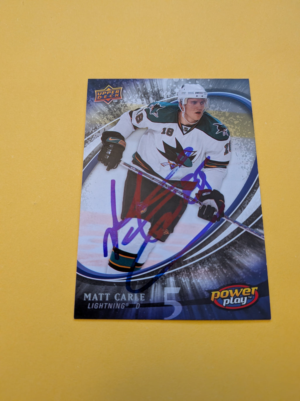 Matt Carle Signed San Jose Sharks Card A