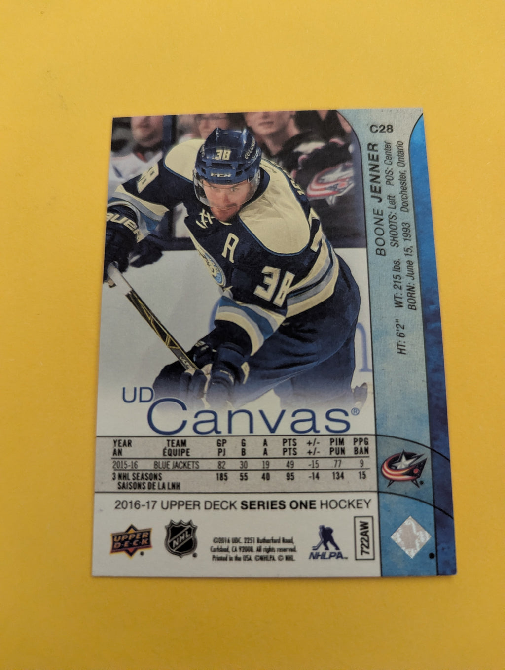 Boone Jenner 16-17 Upper Deck UD Canvas Card