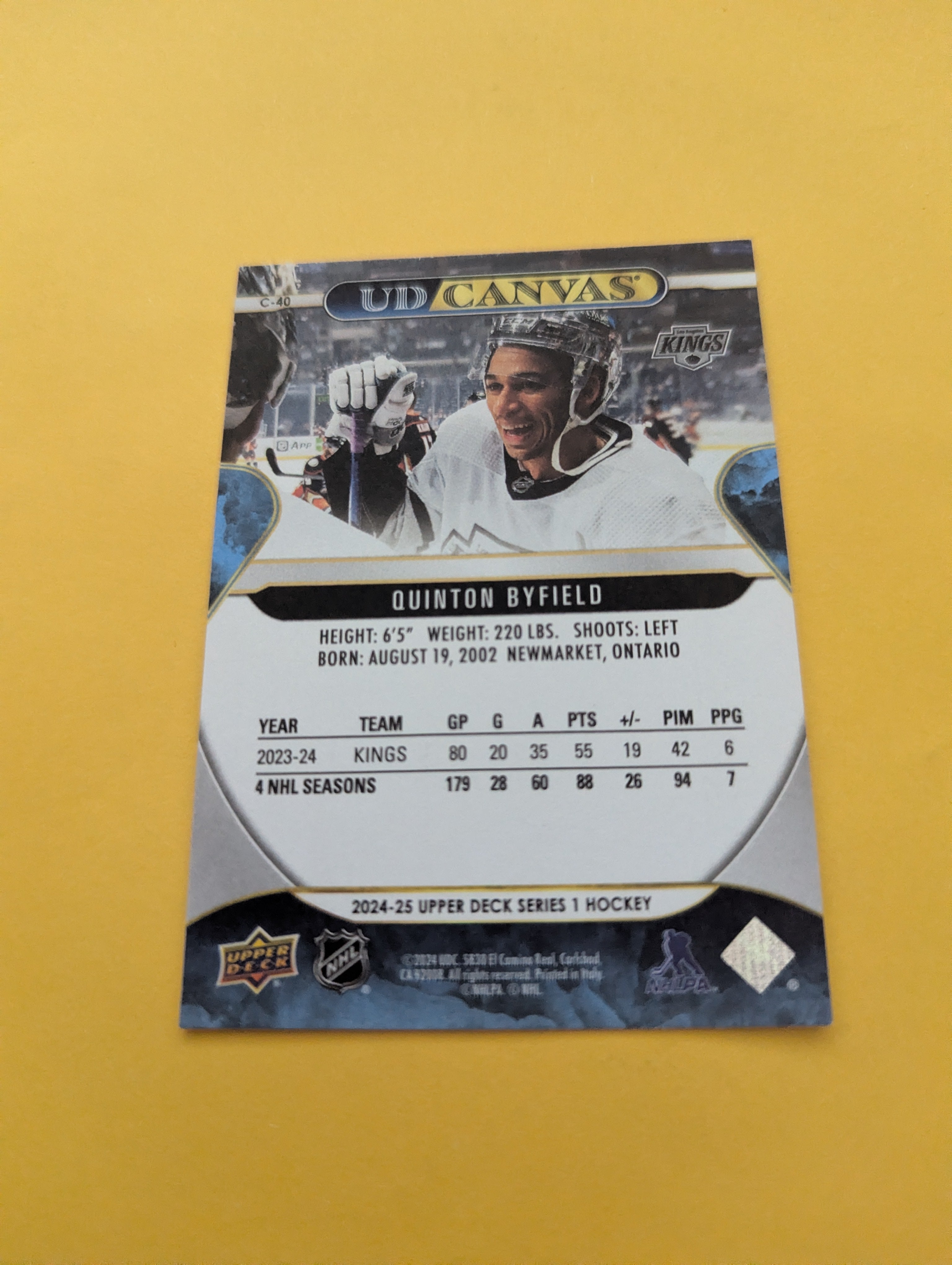 Quinton Byfield 24-25 Upper Deck UD Canvas Card