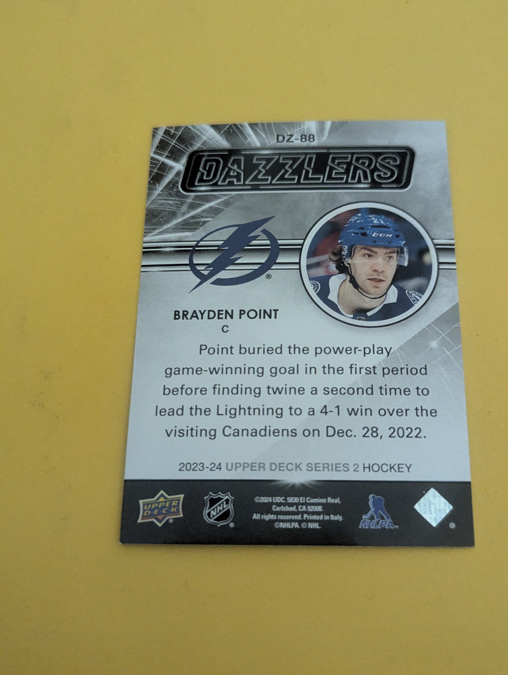 Brayden Point 23-24 Upper Deck Dazzlers Green Card