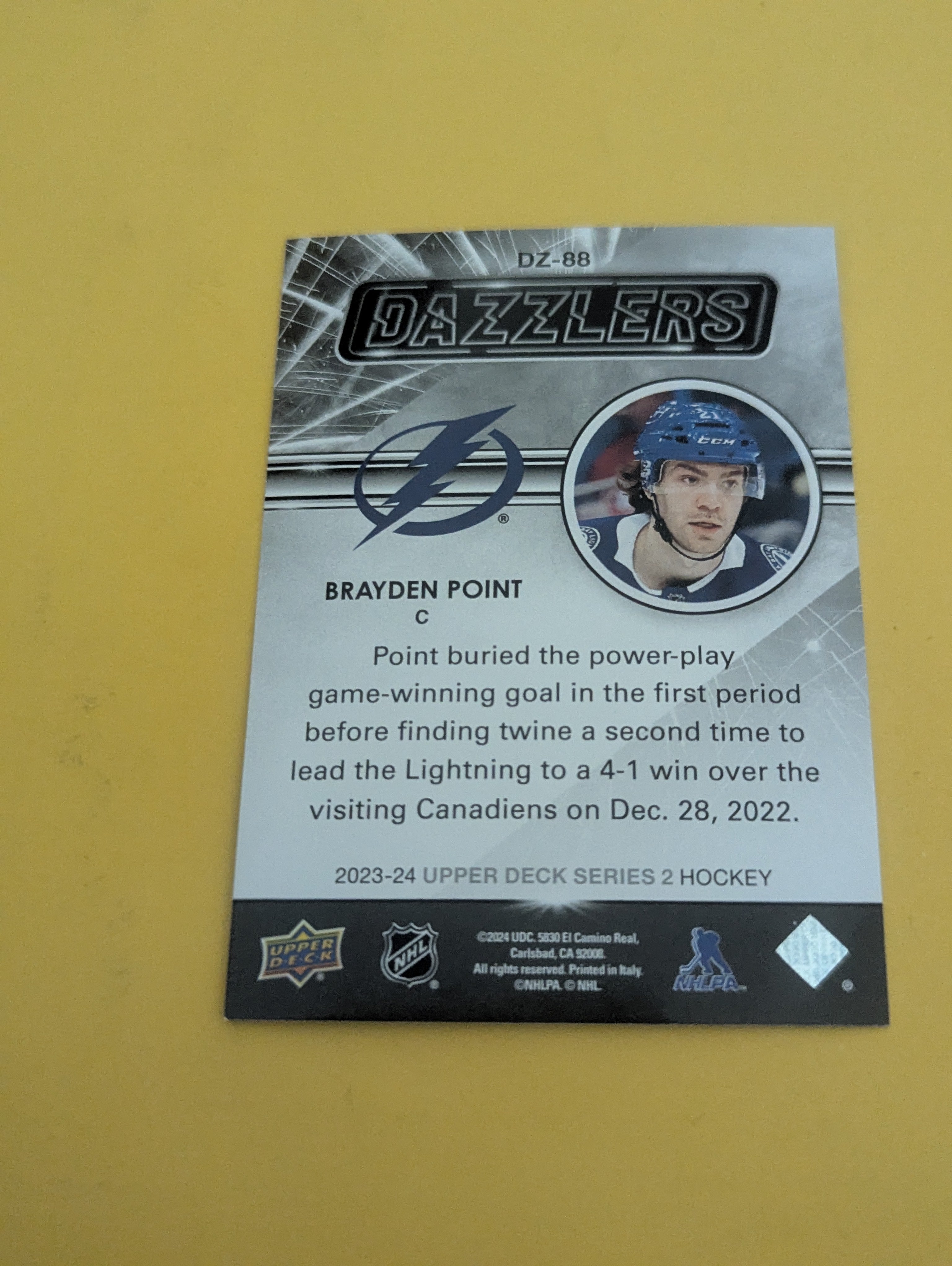 Brayden Point 23-24 Upper Deck Dazzlers Green Card